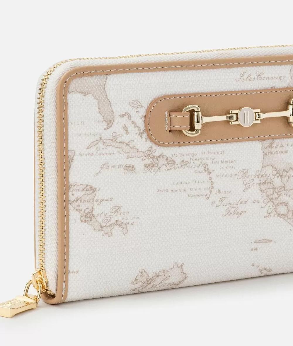 Alviero Martini 1a Classe Geo White Portafoglio Ziparound Con Morsetto