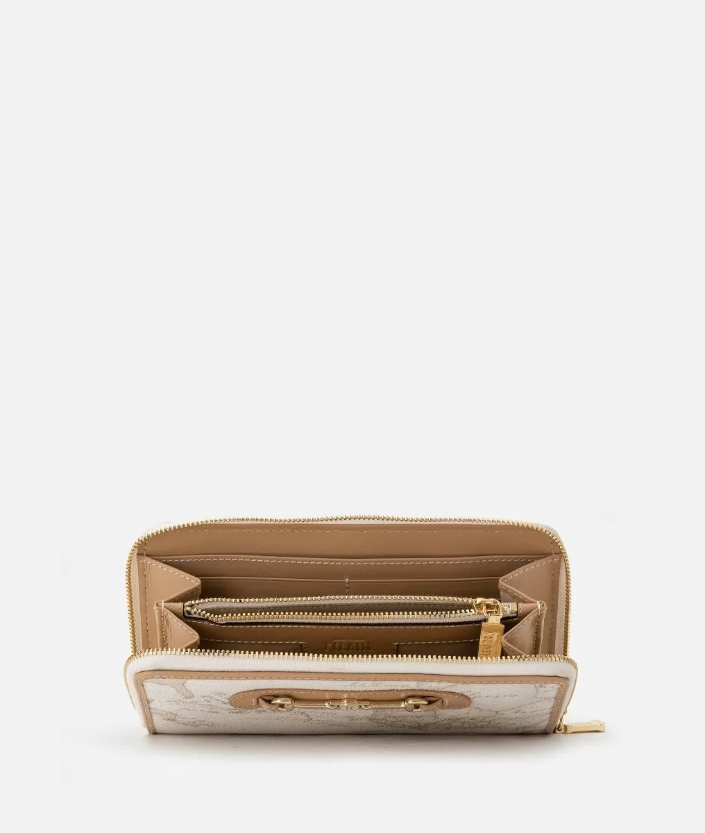 Alviero Martini 1a Classe Geo White Portafoglio Ziparound Con Morsetto