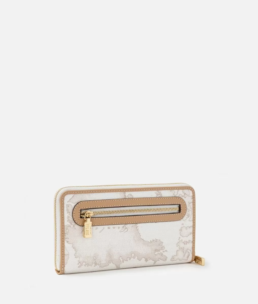 Alviero Martini 1a Classe Geo White Portafoglio Ziparound Con Morsetto