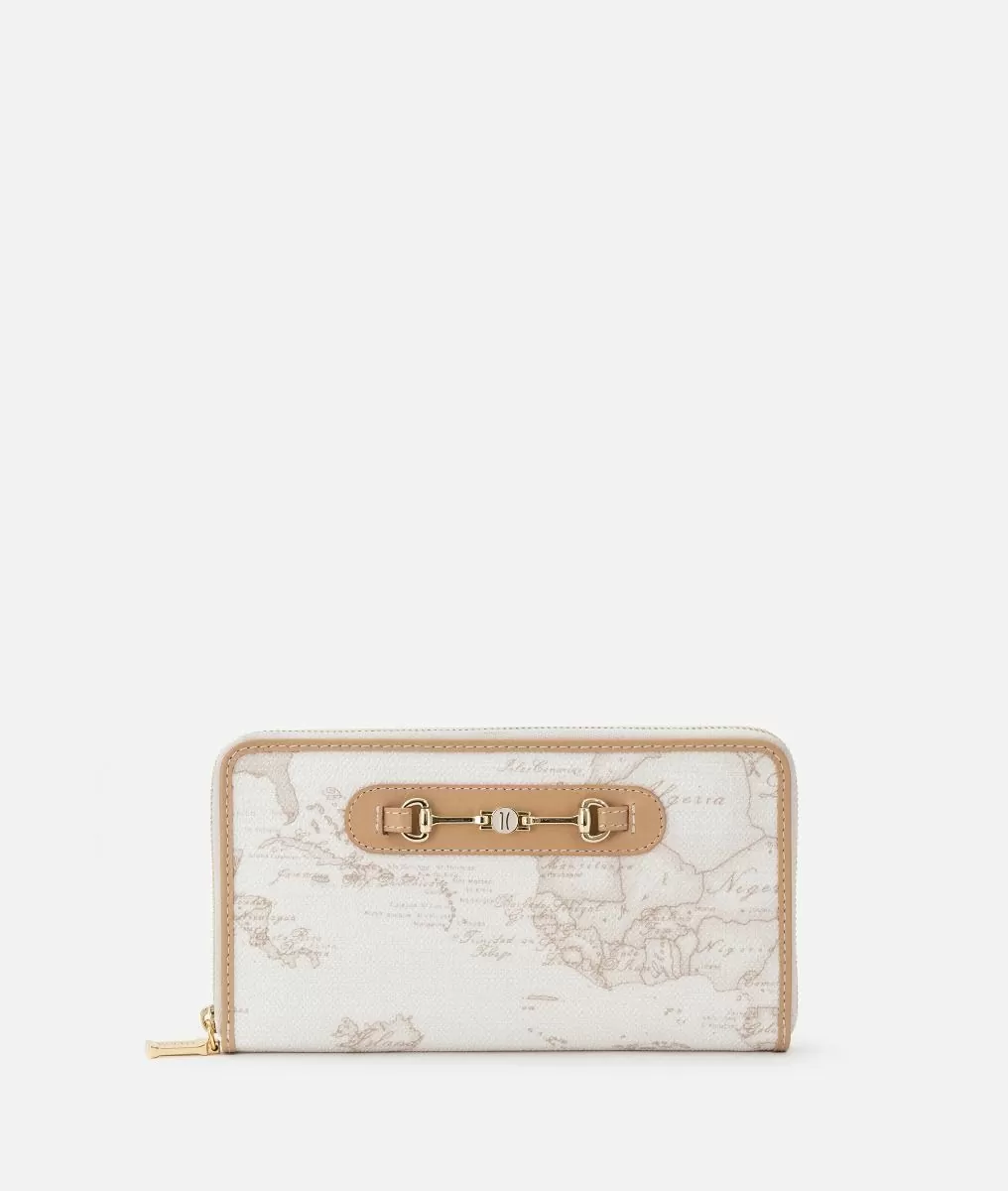 Alviero martini 1a classe Geo White portafoglio ziparound con morsetto
