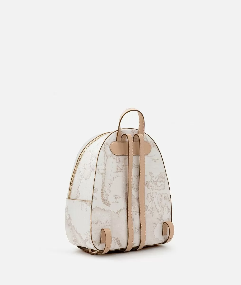 Alviero Martini 1a Classe Geo White Zaino Con Inserti Frontali In Pelle