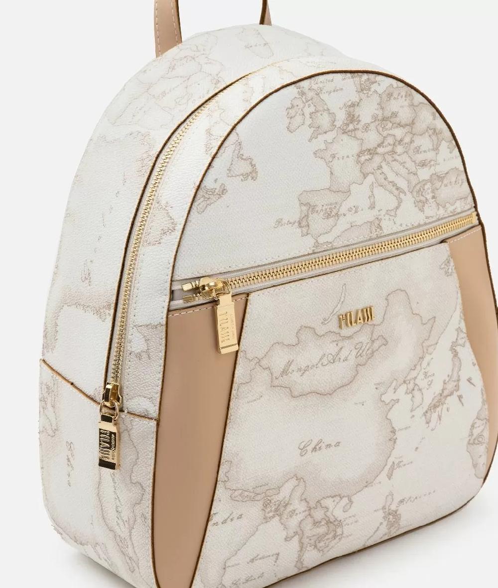 Alviero Martini 1a Classe Geo White Zaino Con Inserti Frontali In Pelle