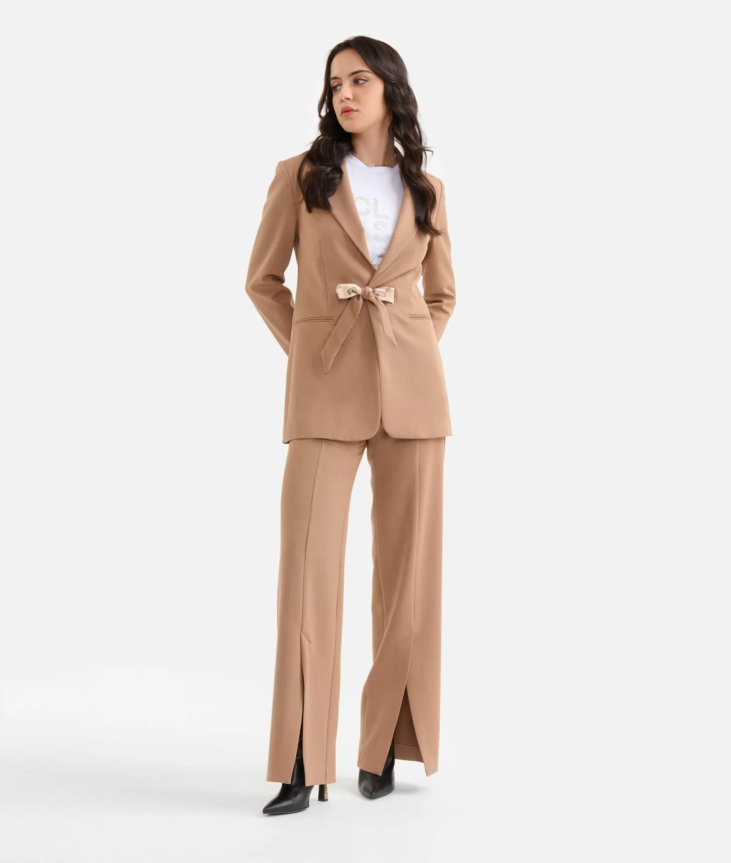 Alviero martini 1a classe Giacca con lacci Geo Classic in tessuto stretch Cammello