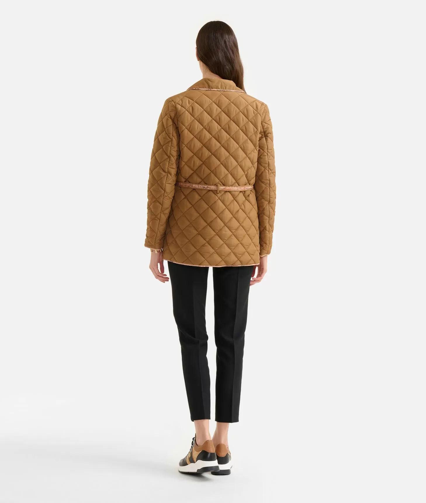 Alviero Martini 1a Classe Giacca Imbottita Con Cintura In Nylon Cammello