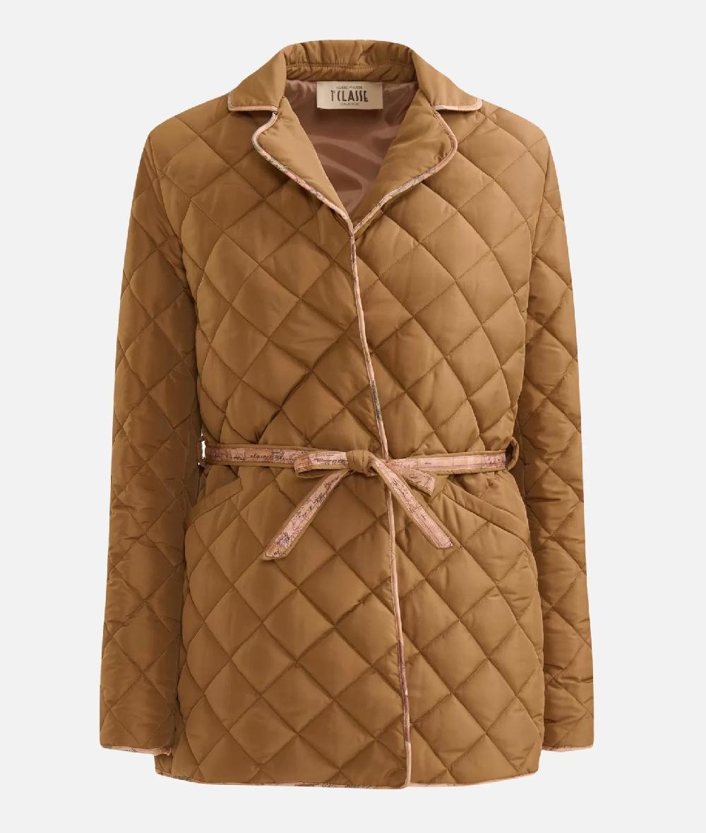 Alviero Martini 1a Classe Giacca Imbottita Con Cintura In Nylon Cammello