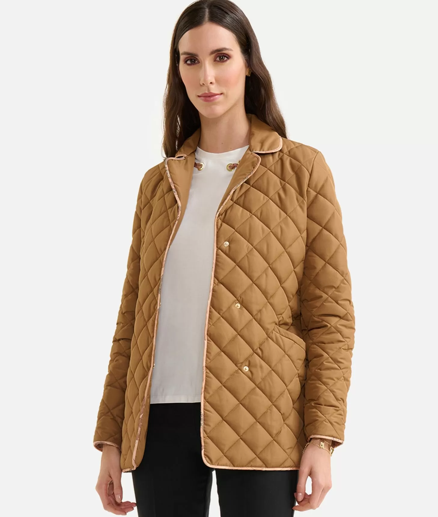 Alviero Martini 1a Classe Giacca Imbottita Con Cintura In Nylon Cammello