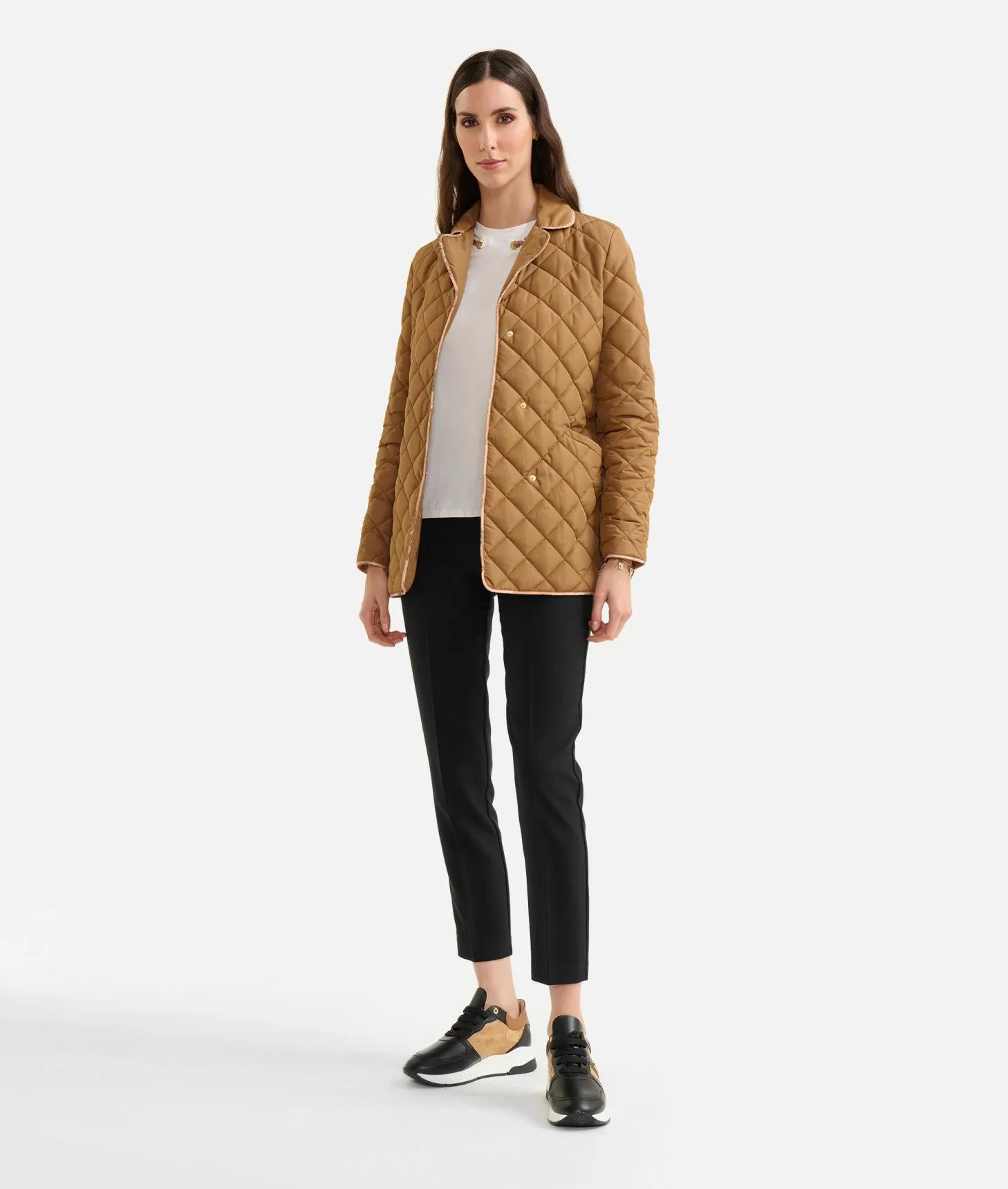 Alviero martini 1a classe Giacca imbottita con cintura in nylon Cammello