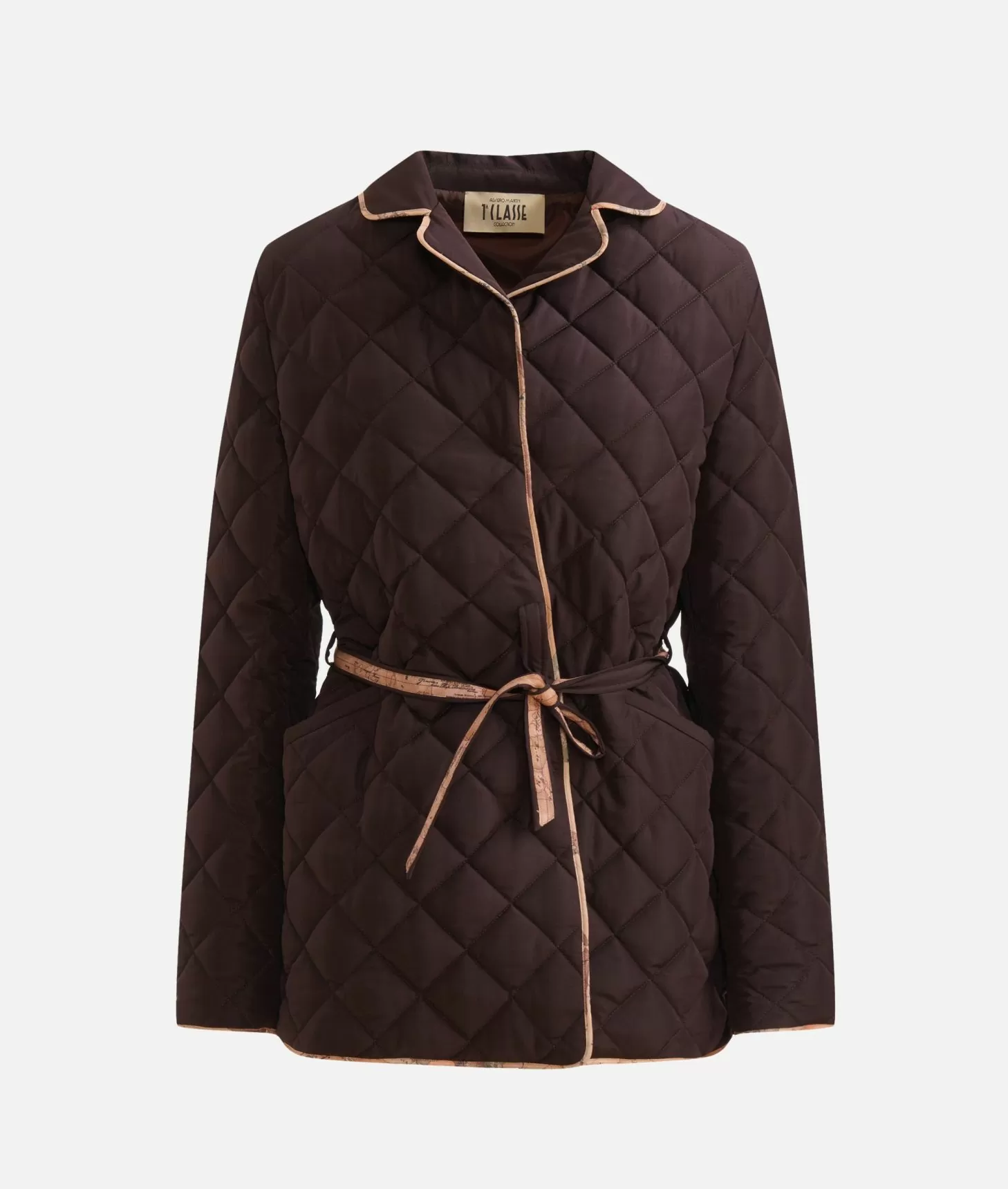 Alviero Martini 1a Classe Giacca Imbottita Con Cintura In Nylon Cioccolato