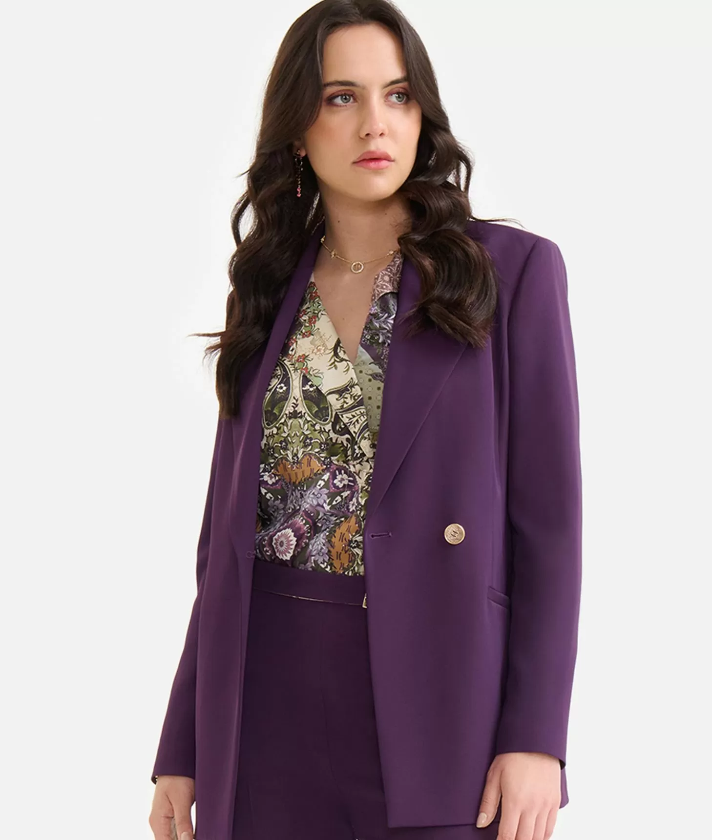 Alviero Martini 1a Classe Giacca In Cady Inverno Con Dettaglio Strass 1C Uva