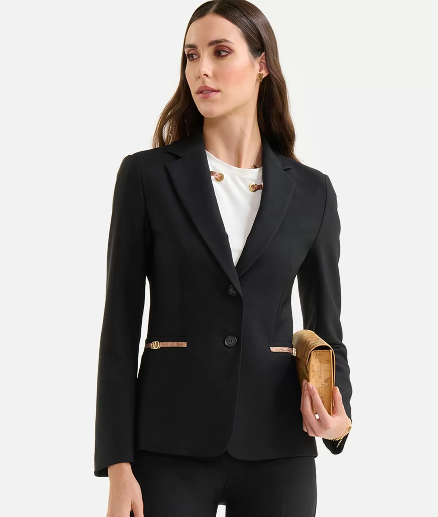 Alviero Martini 1a Classe Giacca In Cavallery Con Fibbiette 1C Nera