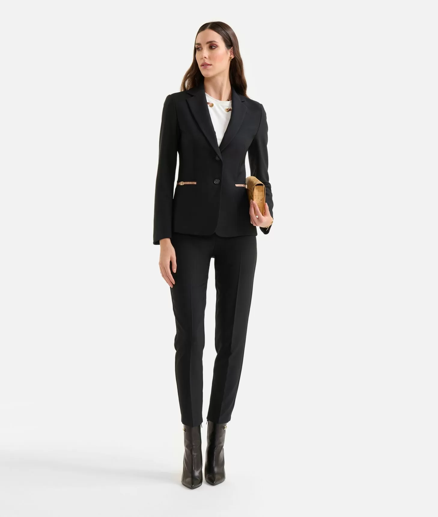 Alviero martini 1a classe Giacca in cavallery con fibbiette 1C Nera