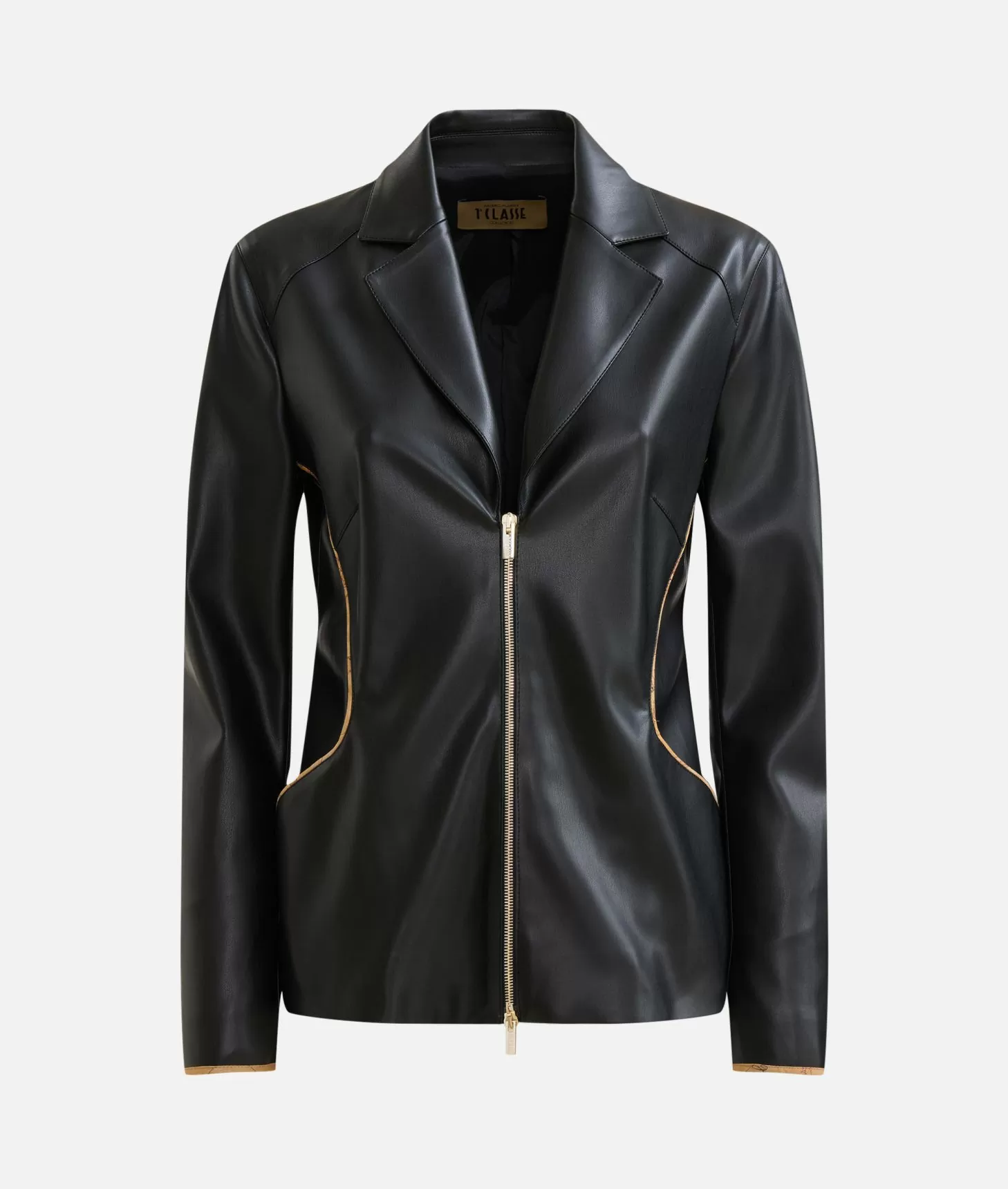 Alviero Martini 1a Classe Giacca In Eco Nappa Con Zip Nera