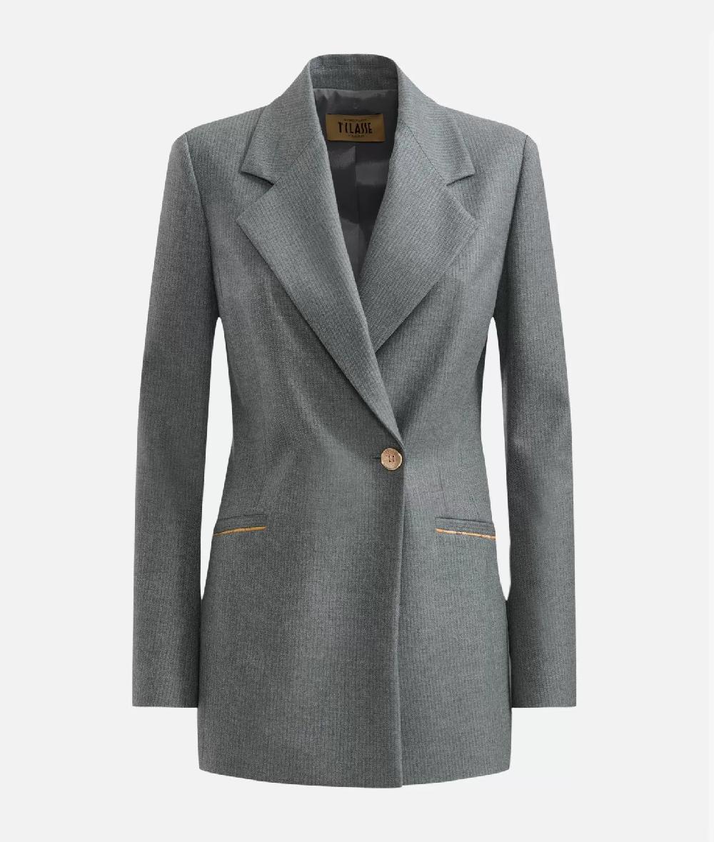 Alviero Martini 1a Classe Giacca In Gessato Fantasia Con Dettagli Geo Classic Grigia