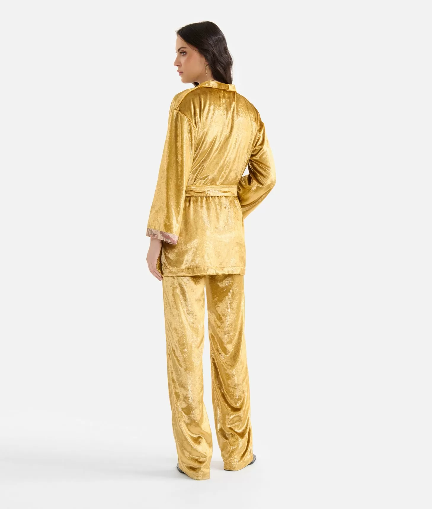 Alviero Martini 1a Classe Giacca Kimono In Velluto Lurex Special Oro