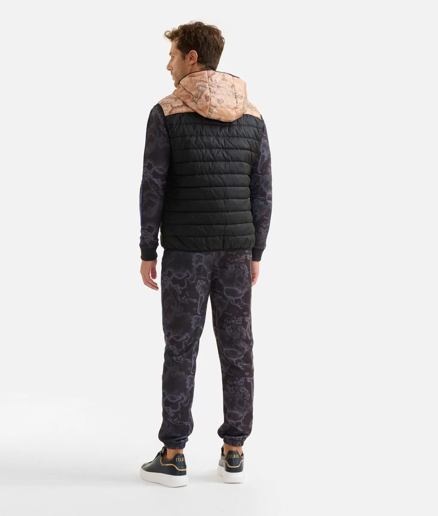 Alviero Martini 1a Classe Gilet In Nylon Imbottito Con Cappuccio Geo Classic Nero