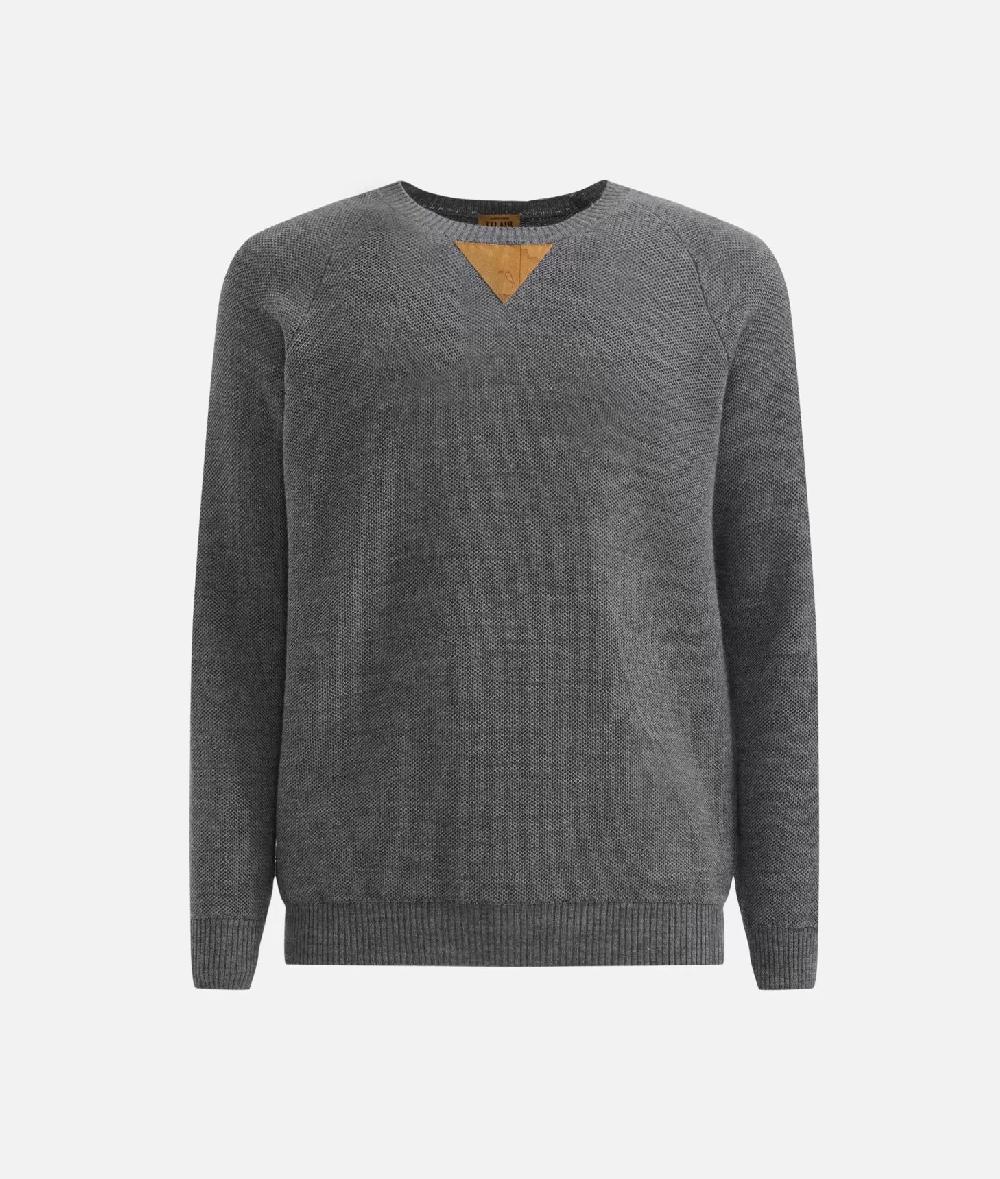 Alviero Martini 1a Classe Girocollo In Filato Misto Lana Con Toppe Geo Classic Grigio