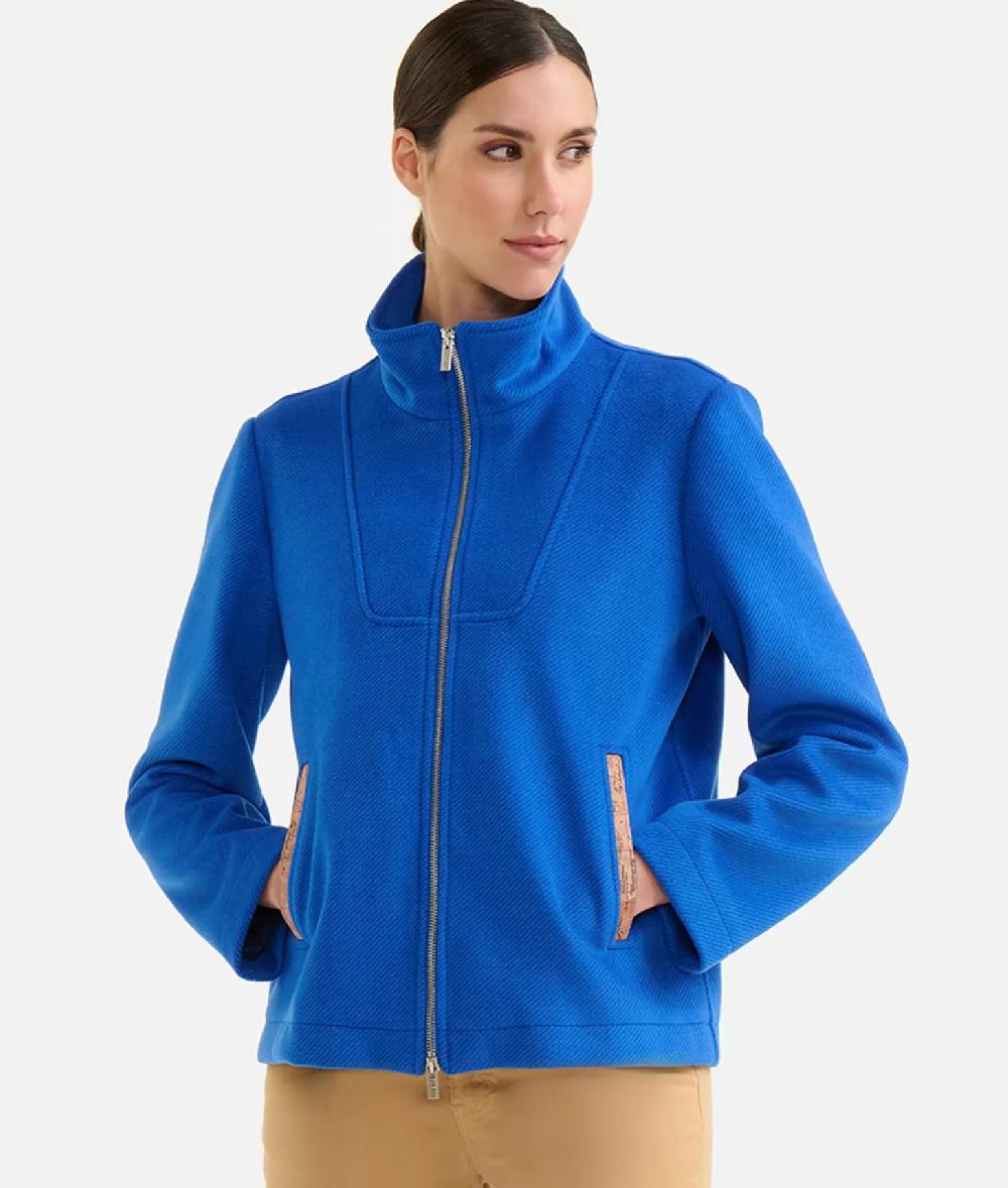 Alviero Martini 1a Classe Giubbino Corto In Panno Diagonale Con Zip Denim