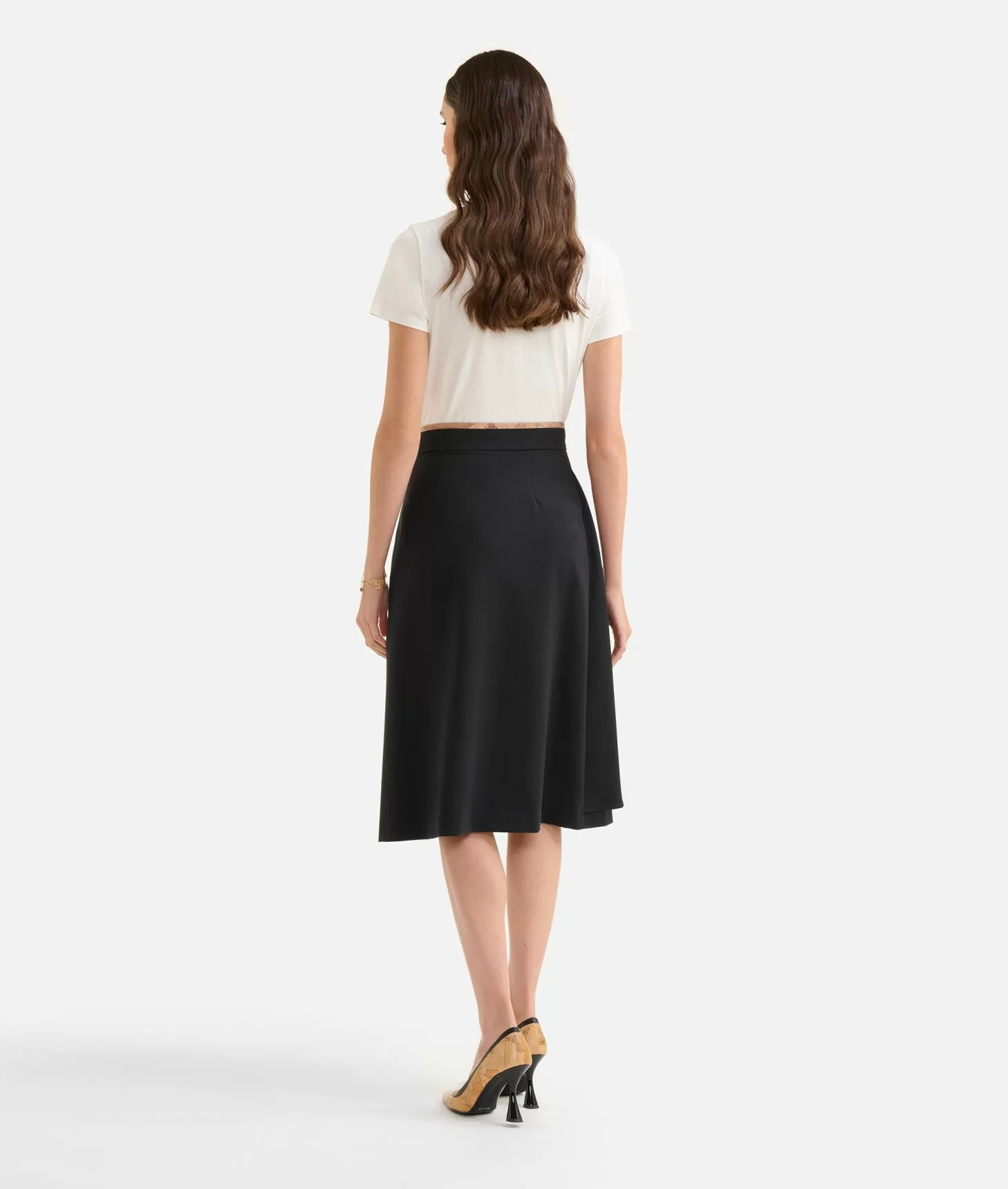 Alviero Martini 1a Classe Gonna Con Balza In Tessuto Stretch Nera