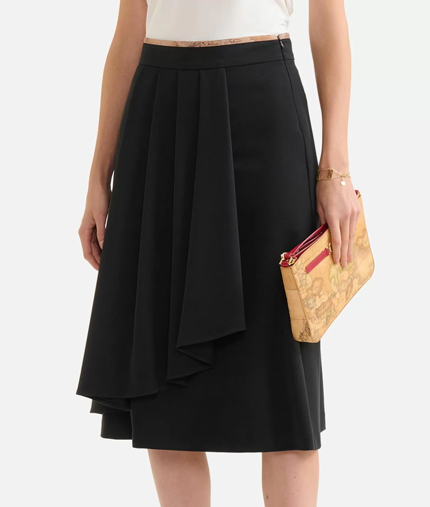 Alviero Martini 1a Classe Gonna Con Balza In Tessuto Stretch Nera