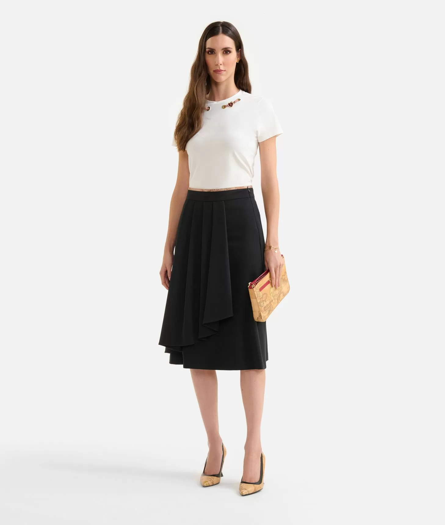 Alviero martini 1a classe Gonna con balza in tessuto stretch Nera