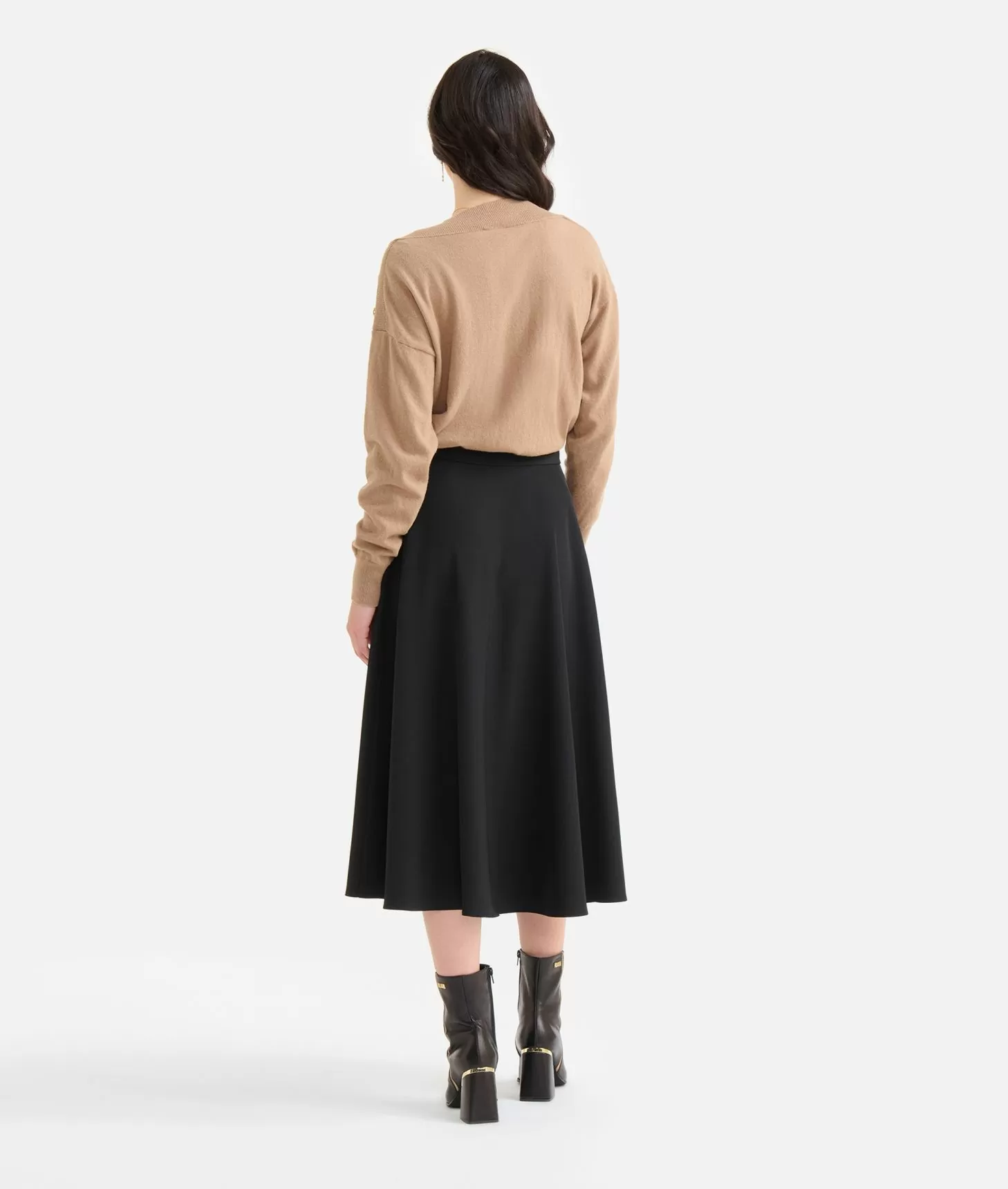 Alviero Martini 1a Classe Gonna Con Bottoni Gioiello In Cady Inverno Nera