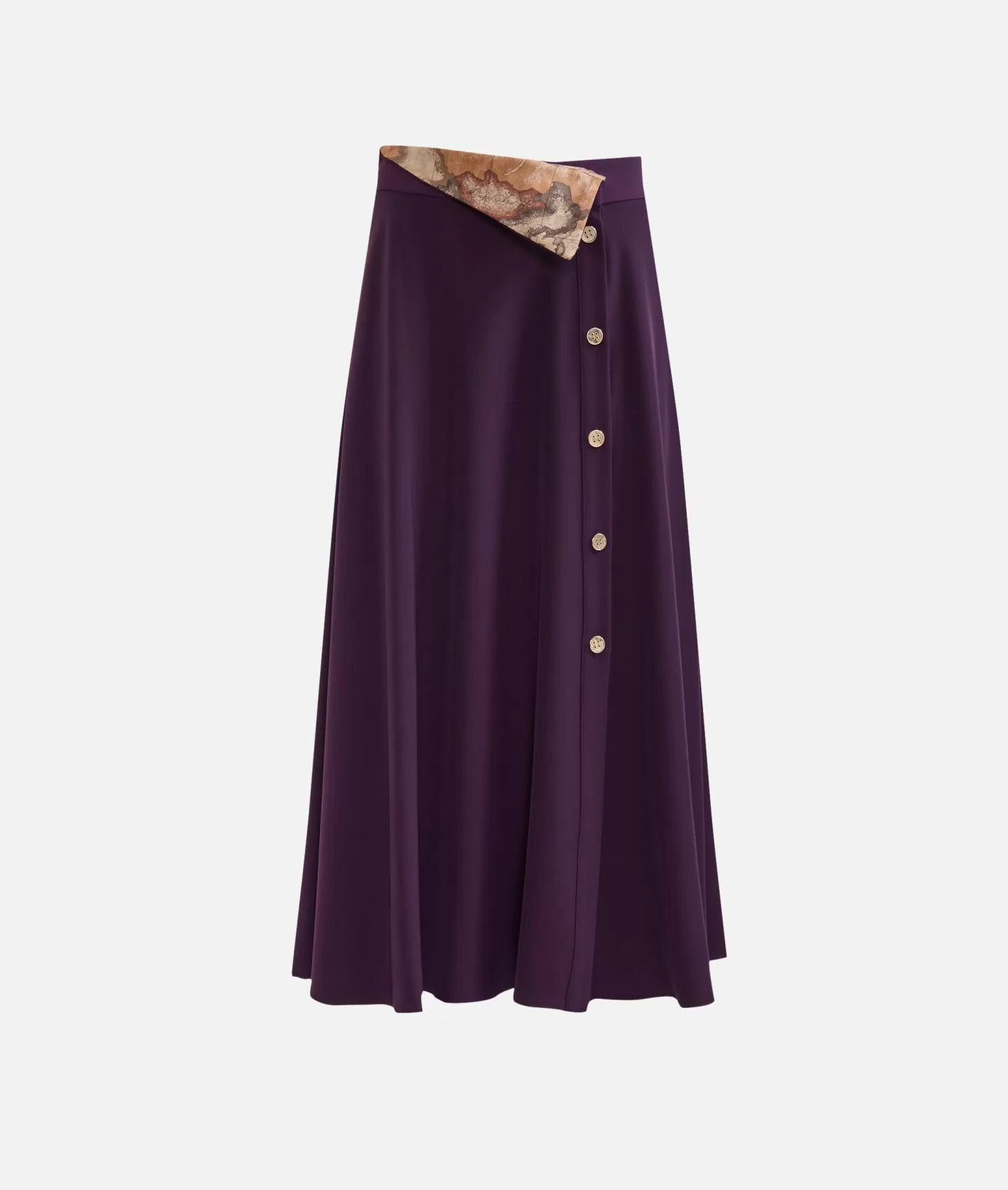 Alviero Martini 1a Classe Gonna Con Bottoni Gioiello In Cady Inverno Uva