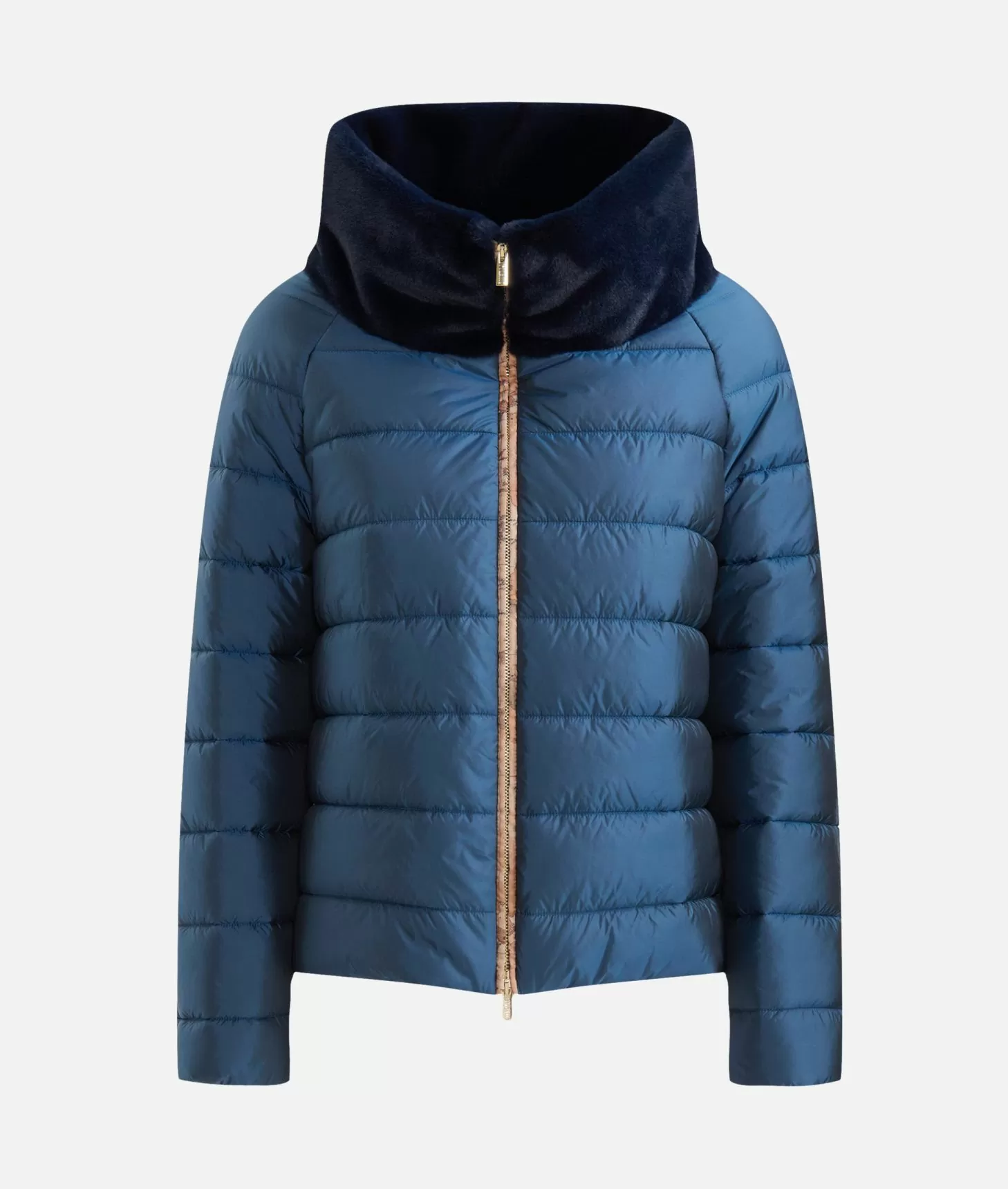 Alviero Martini 1a Classe Imbottito Corto In Nylon Cangiante Blu Di Prussia