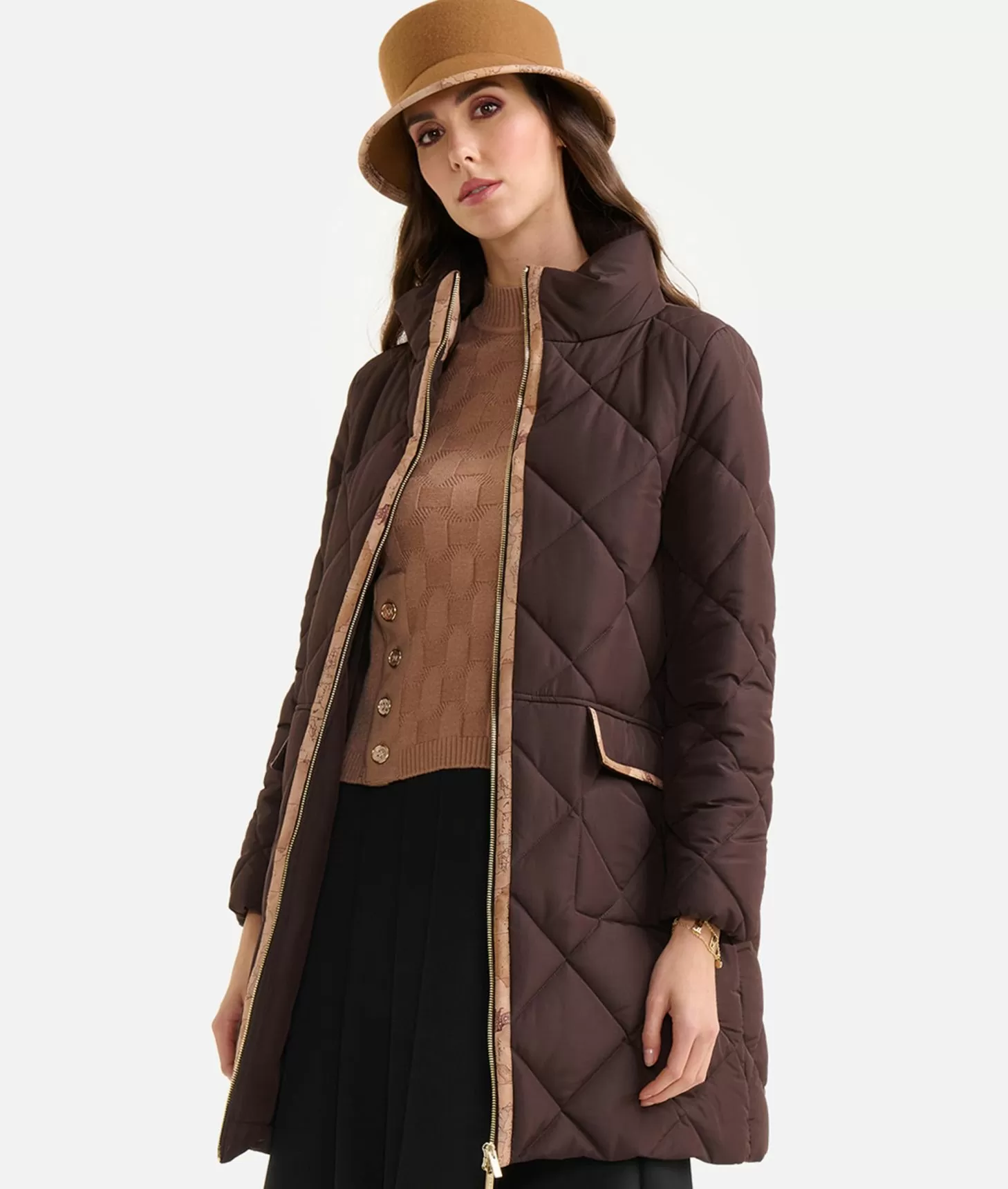Alviero Martini 1a Classe Imbottito Midi Trapuntato In Nylon Cioccolato
