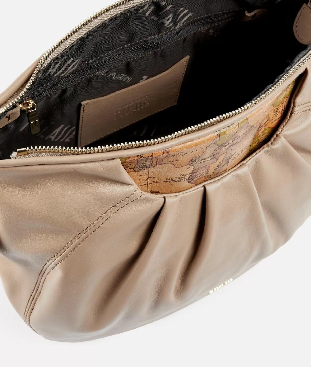 Alviero Martini 1a Classe Immersive Leather Tracolla A Mezzaluna Morbida Taupe Chiaro