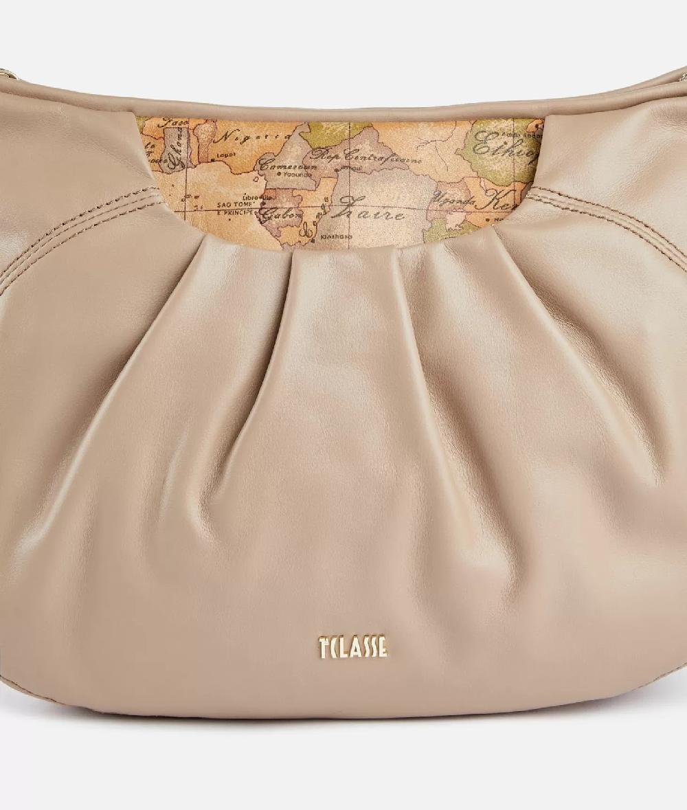 Alviero Martini 1a Classe Immersive Leather Tracolla A Mezzaluna Morbida Taupe Chiaro