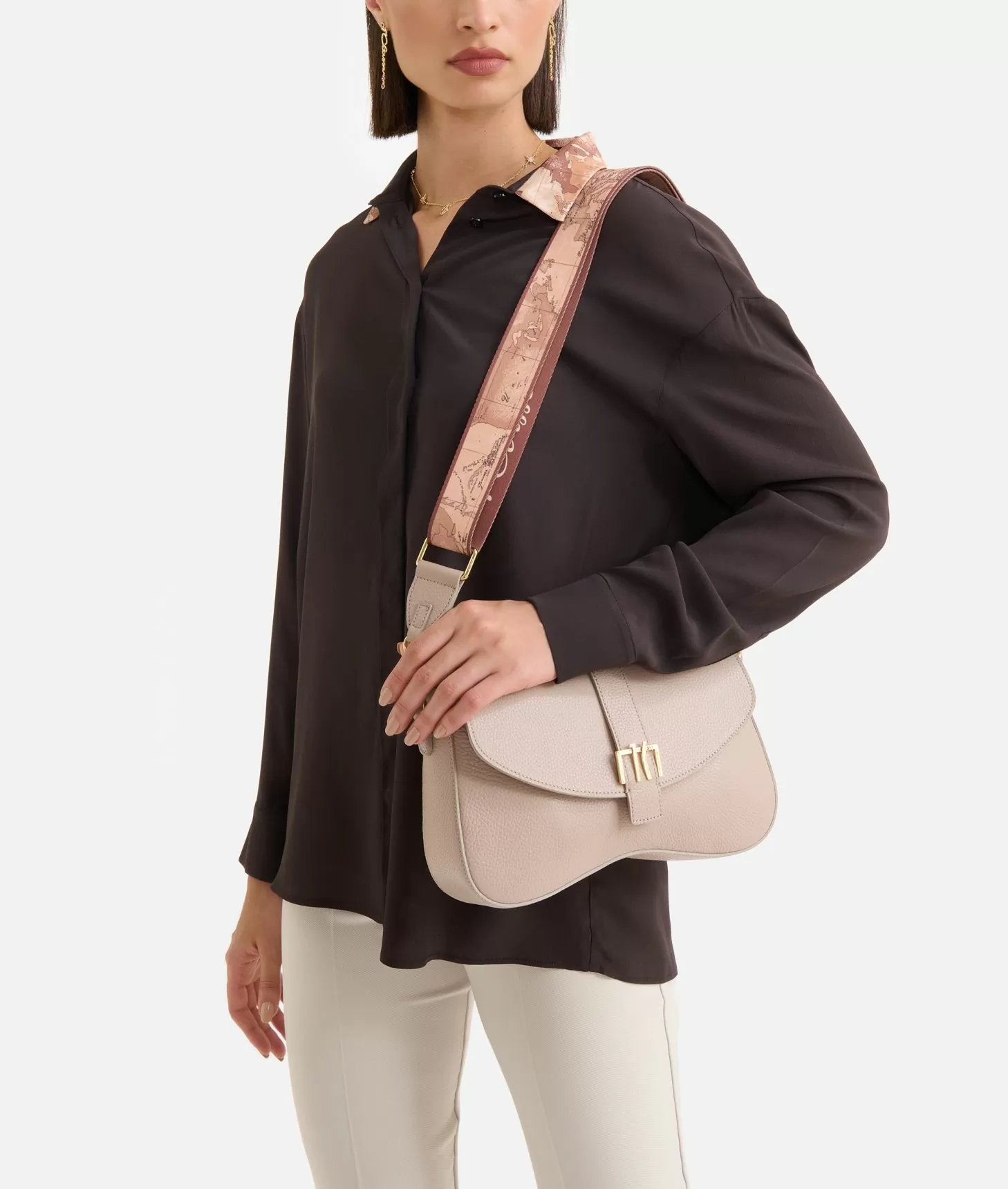 Alviero Martini 1a Classe Inspiring Bag Tracolla Con Patta Taupe Chiaro