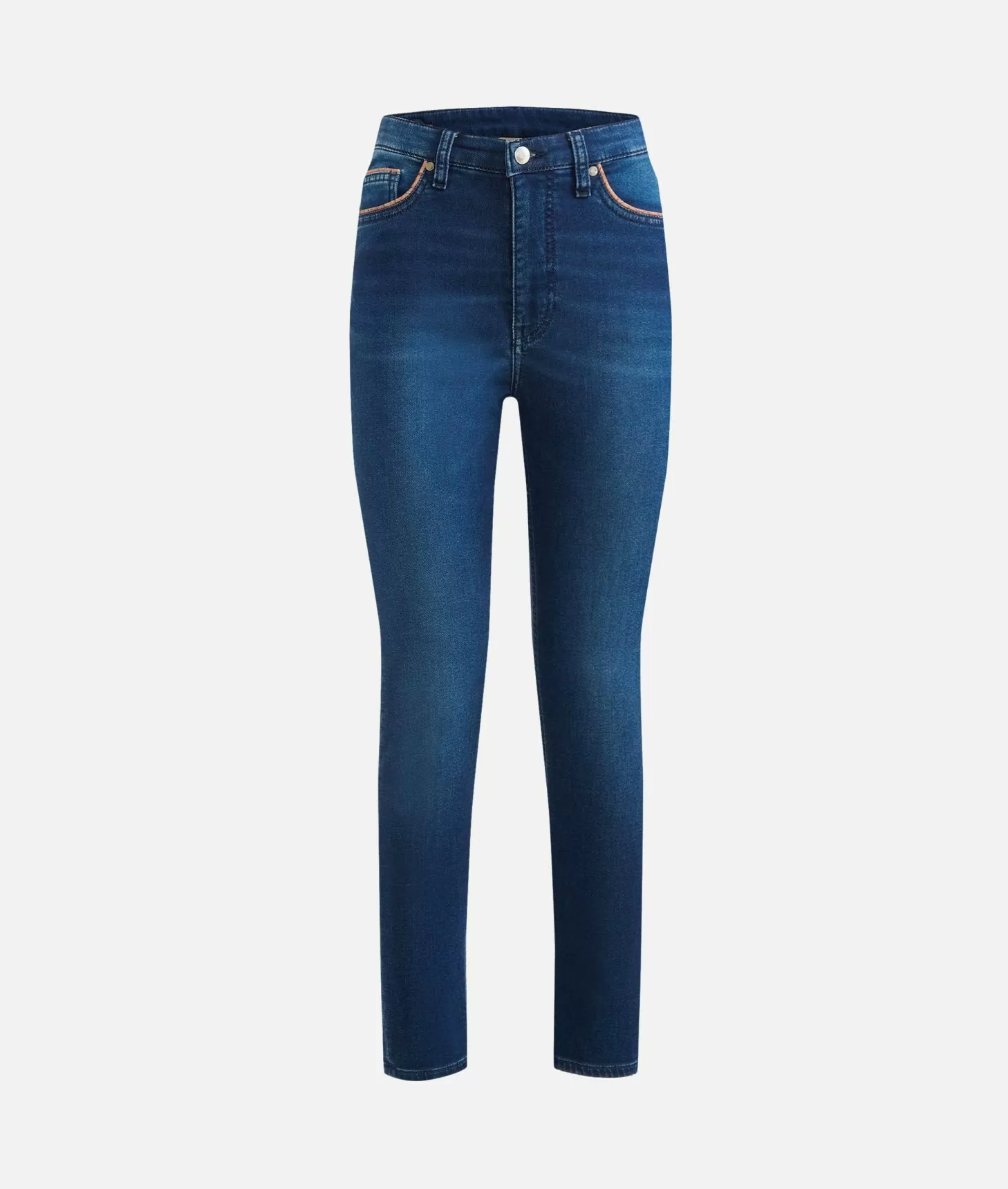 Alviero Martini 1a Classe Jeans Slim In Denim Felpa A Vita Alta Blu Stone