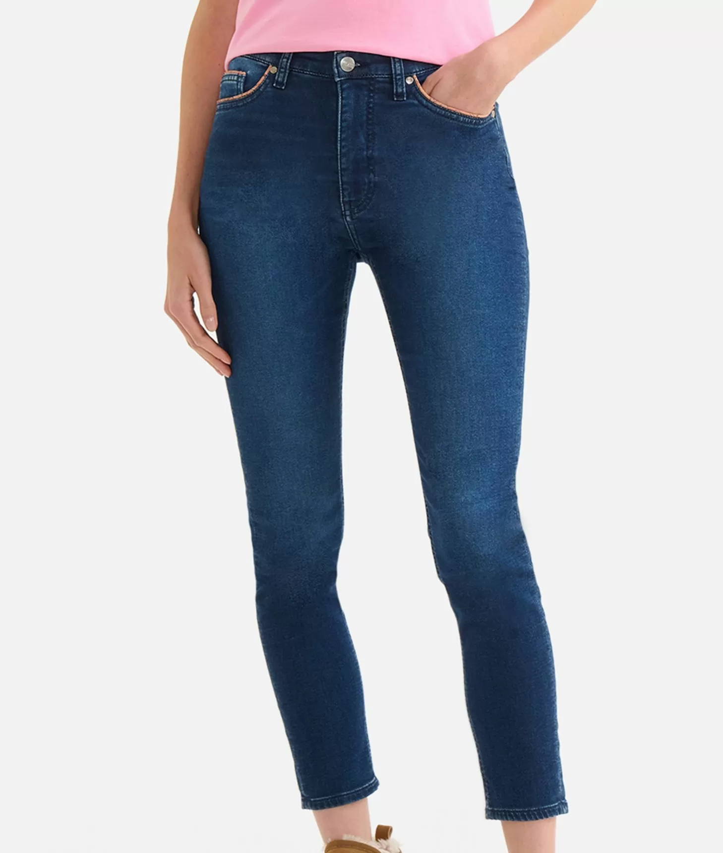 Alviero Martini 1a Classe Jeans Slim In Denim Felpa A Vita Alta Blu Stone