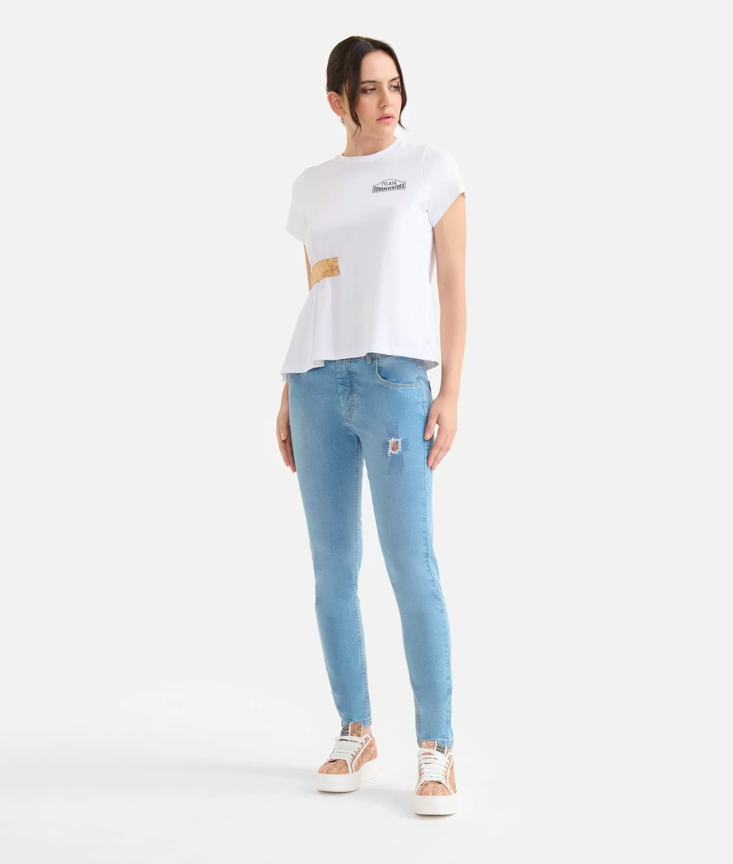 Alviero martini 1a classe Jeans slim in denim stretch trattato con dettaglio Geo Classic Blu Beach