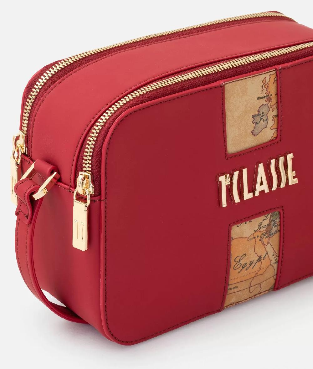 Alviero Martini 1a Classe Journey Geo Tracollina Reporter Con Doppia Zip Rosso Scuro