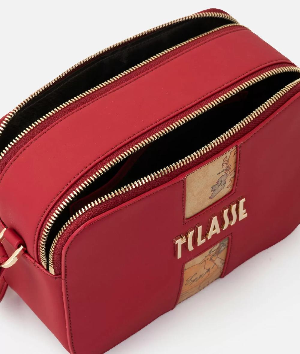 Alviero Martini 1a Classe Journey Geo Tracollina Reporter Con Doppia Zip Rosso Scuro