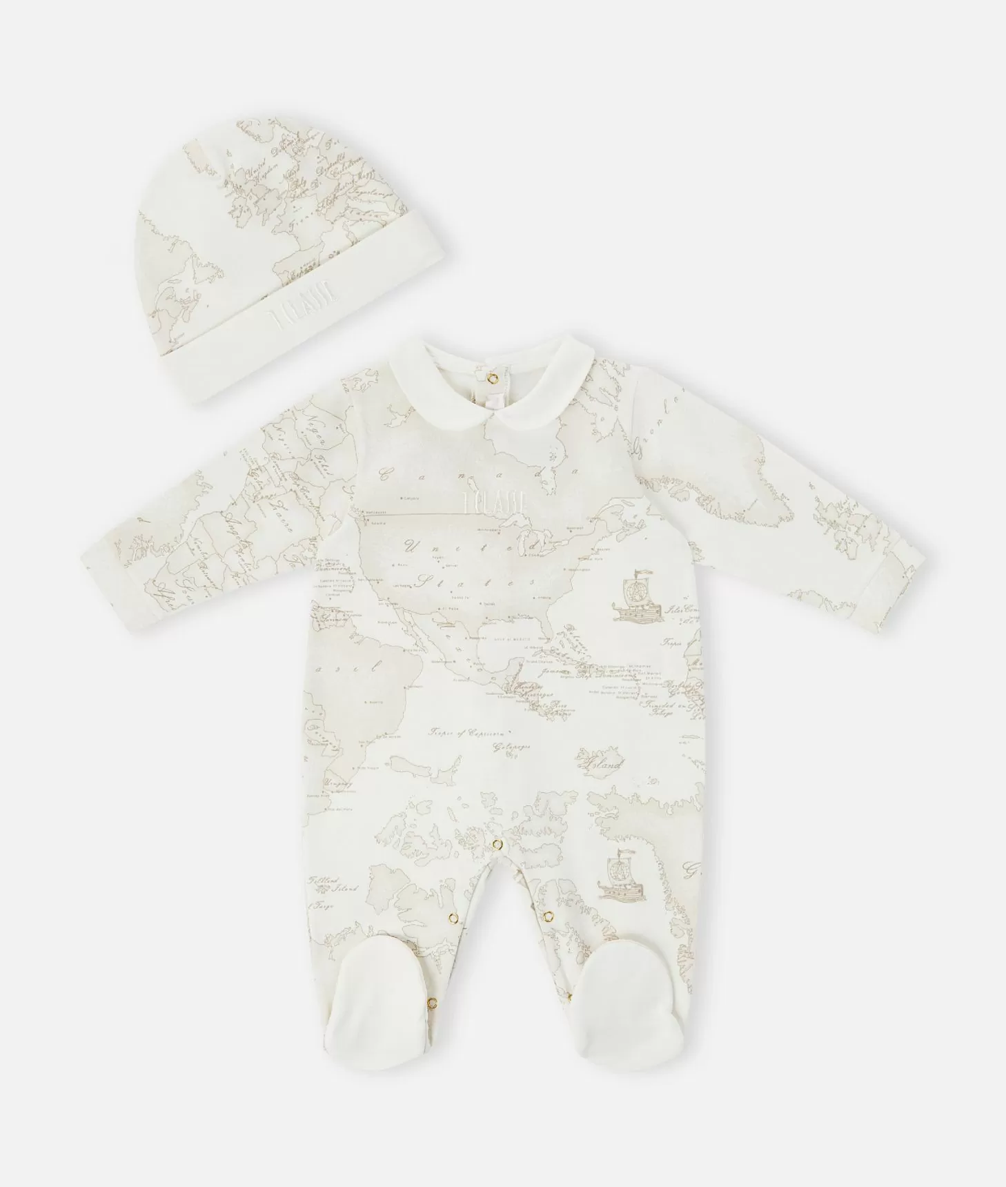 Alviero Martini 1a Classe Kit Con Tutina Bavaglino E Cappellino Geo White