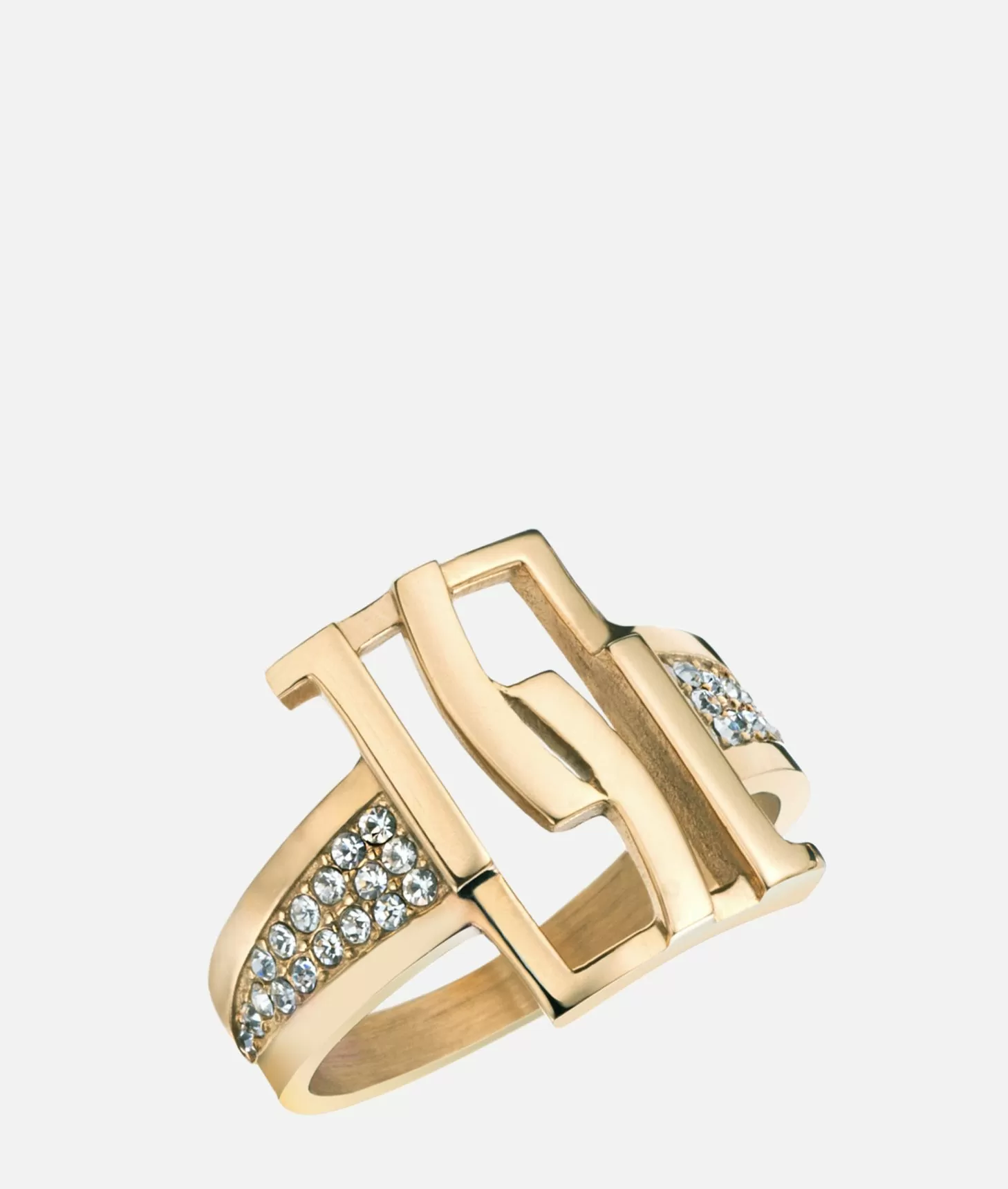 Alviero martini 1a classe Lombard Street anello in acciaio bagnato oro