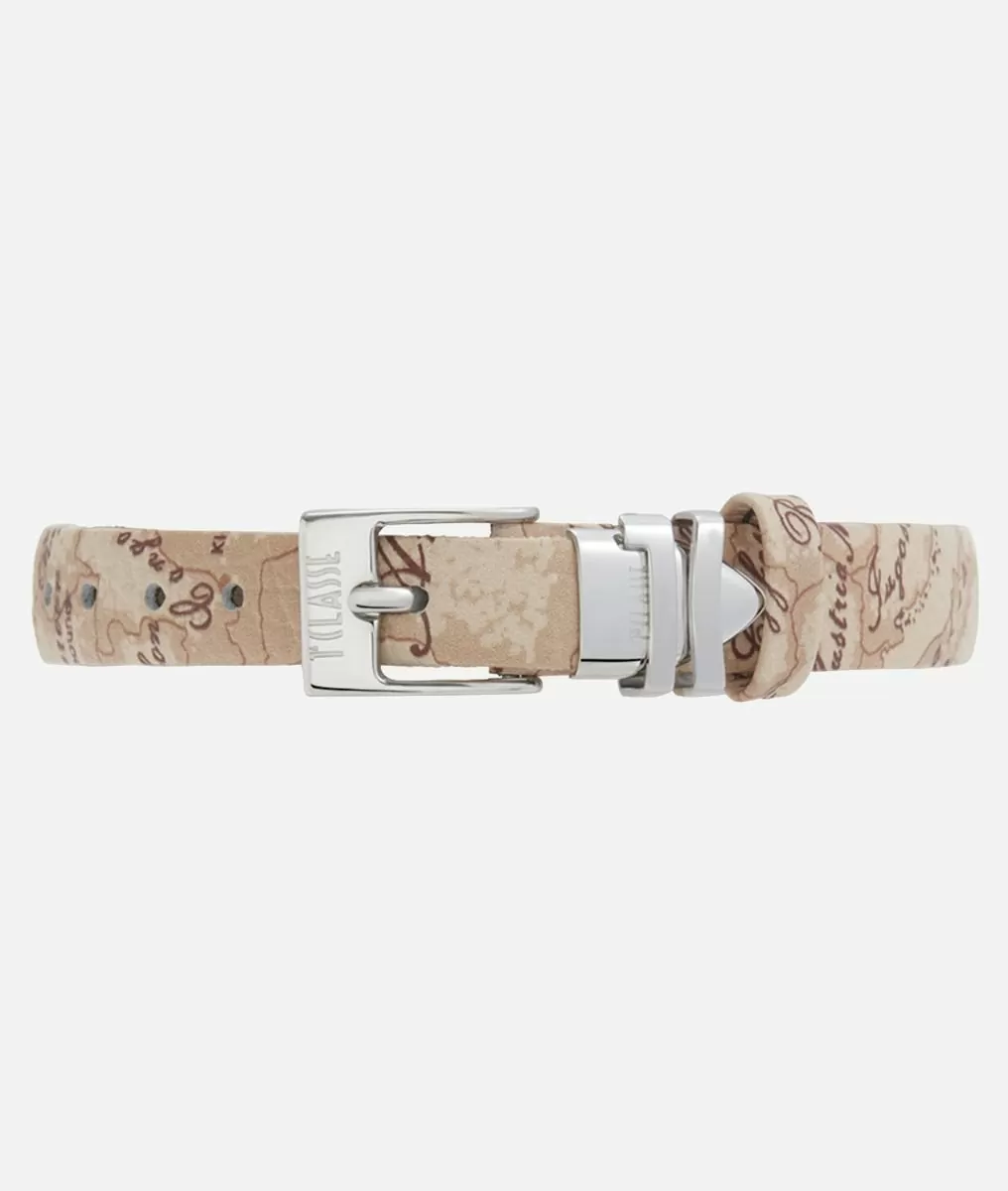 Alviero Martini 1a Classe Madagascar Orologio Con Cinturino In Pelle Stampa Geo Beige
