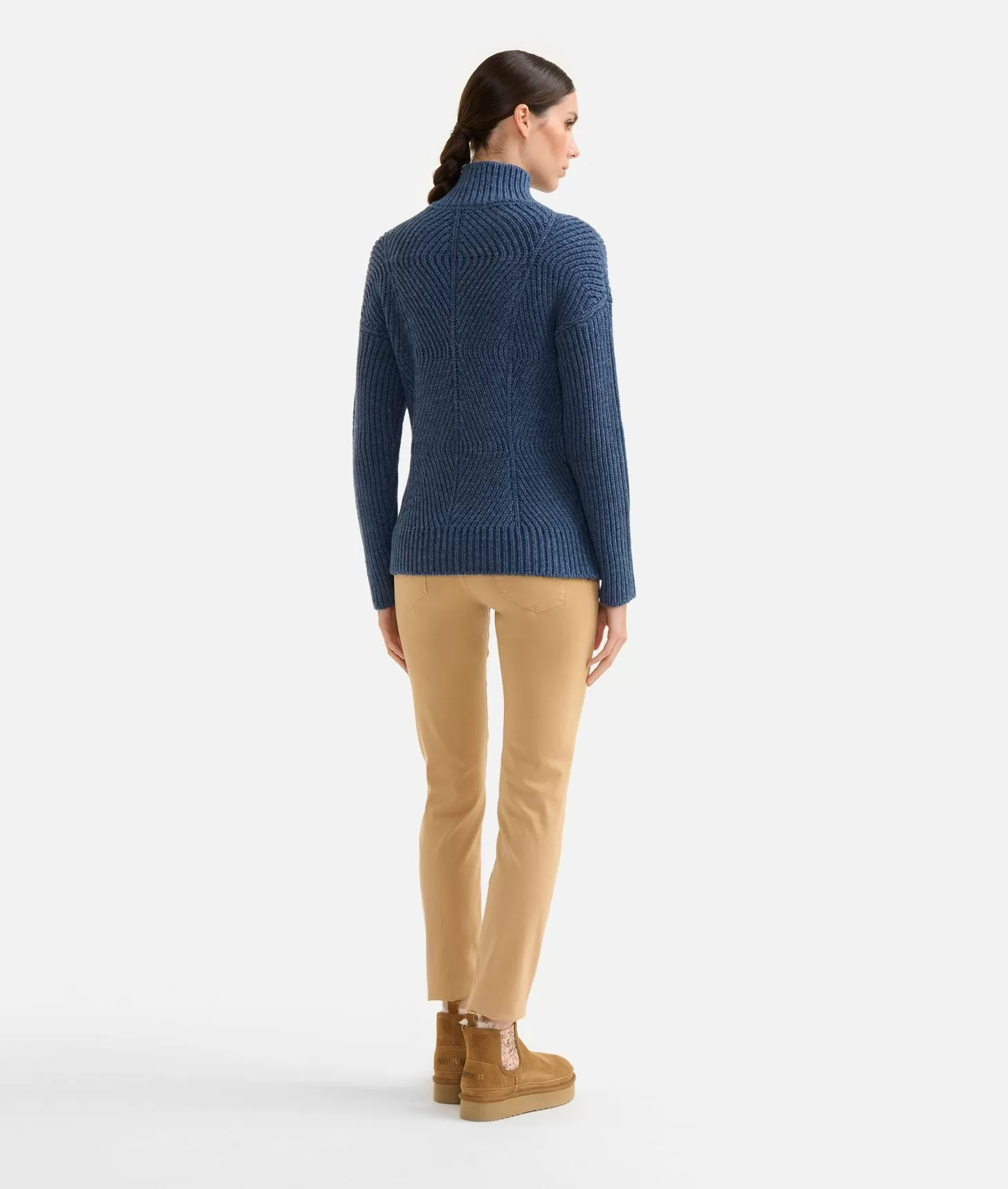 Alviero Martini 1a Classe Maglia A Collo Alto In Filato Misto Lana Vergine Con Patch Donnavventura Denim