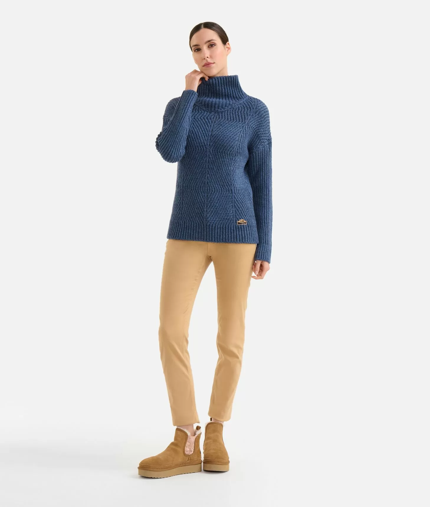 Alviero martini 1a classe Maglia a collo alto in filato misto lana vergine con patch Donnavventura Denim