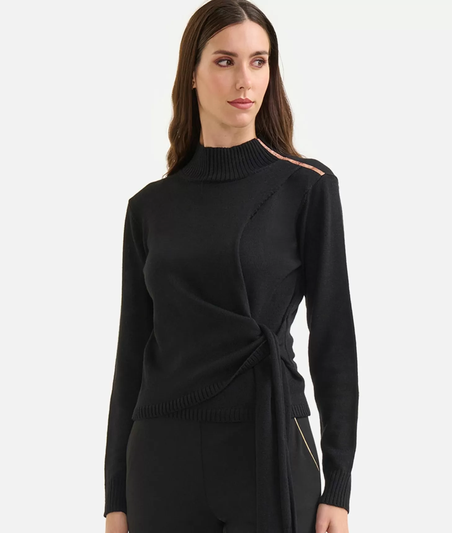 Alviero Martini 1a Classe Maglia Annodata In Filato Misto Lana Con Toppe Geo Classic Nera