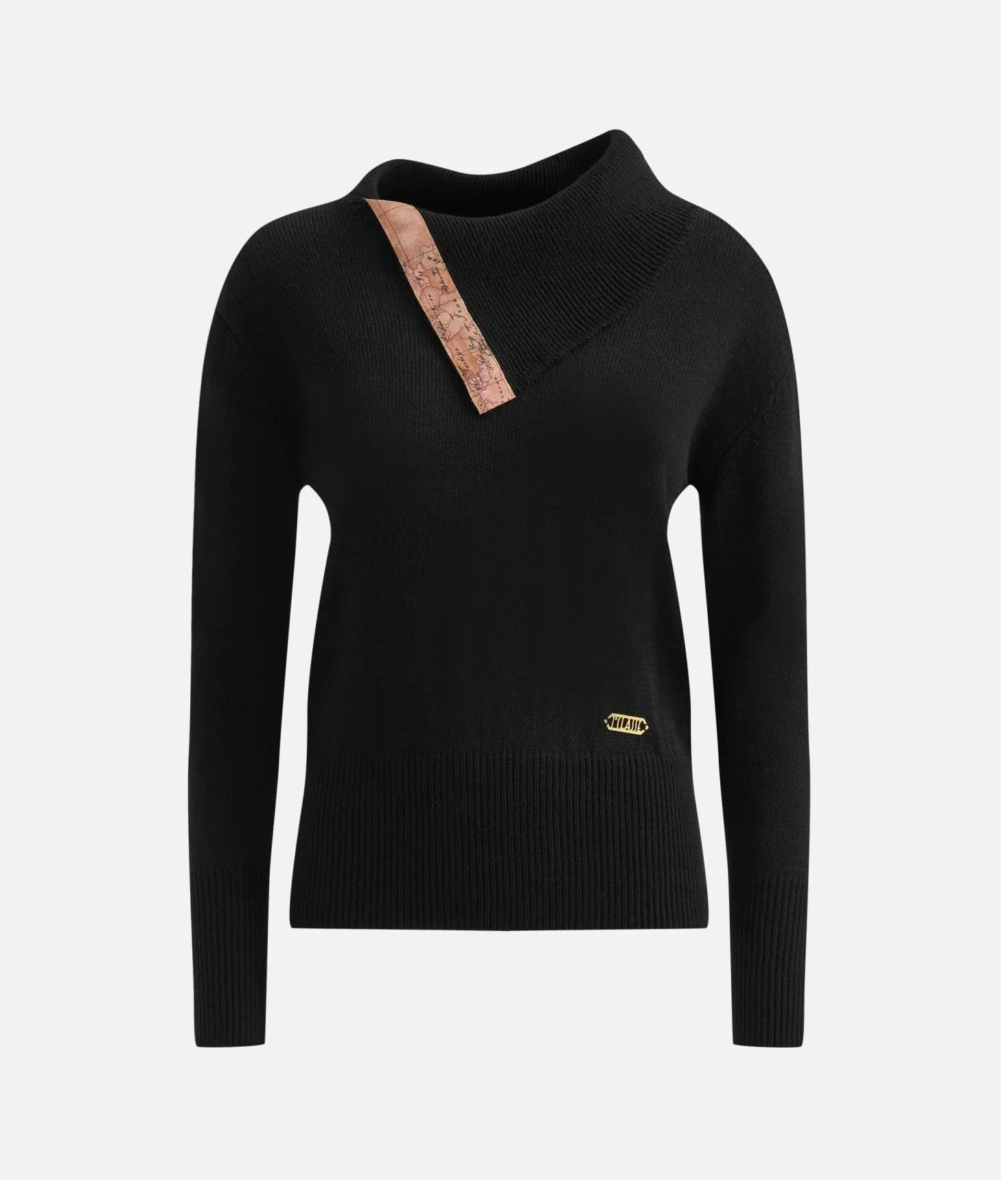 Alviero Martini 1a Classe Maglia Con Collo A Vela In Filato Misto Lana/alpaca Nera