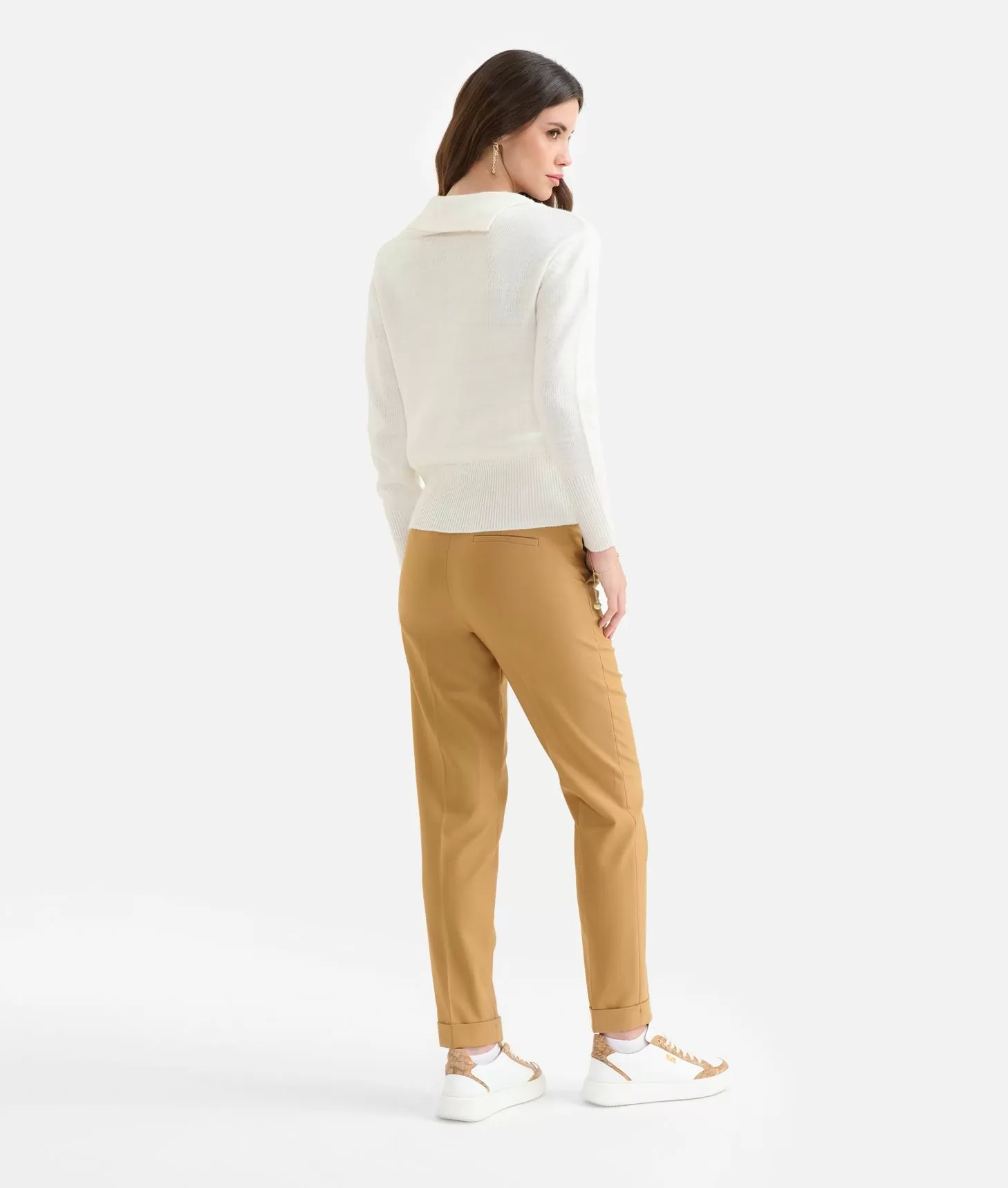 Alviero Martini 1a Classe Maglia Con Collo A Vela In Filato Misto Lana/alpaca Bianco Lana