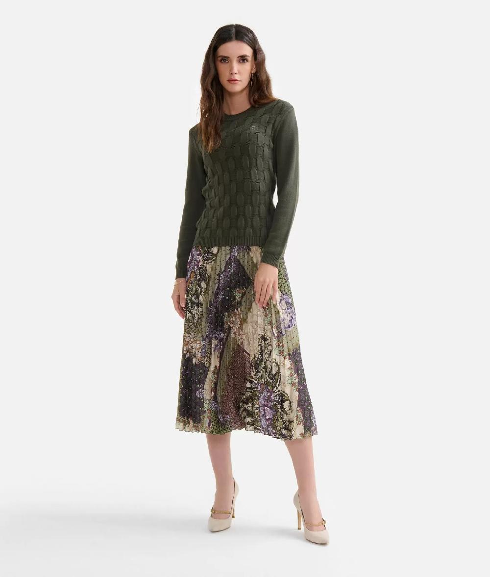 Alviero martini 1a classe Maglia con intreccio jacquard in filato di viscosa stretch Verde Muschio