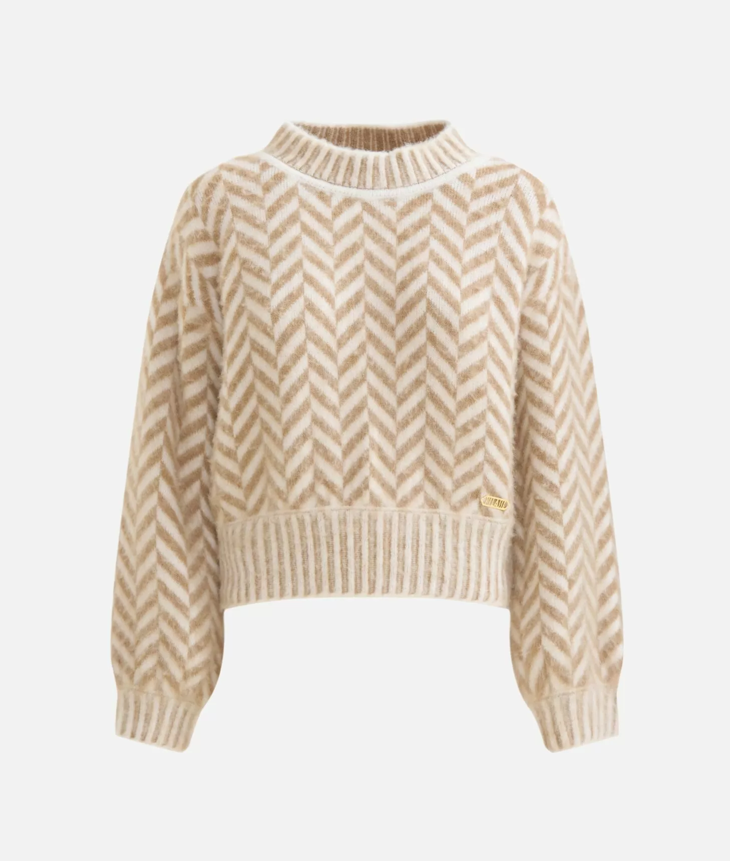 Alviero Martini 1a Classe Maglia In Filato Di Lana E Viscosa Con Motivo Spinato Cammello