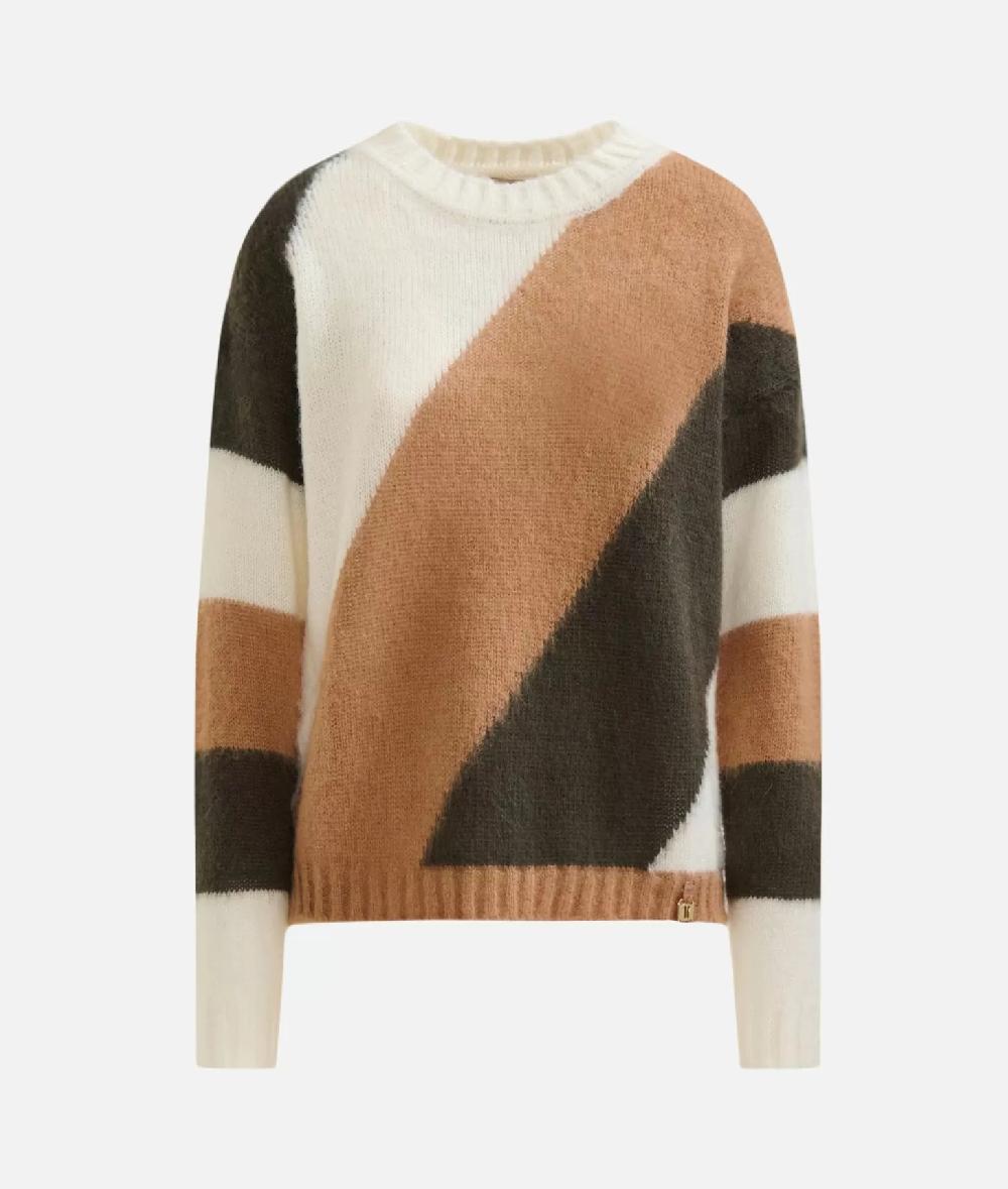 Alviero Martini 1a Classe Maglia In Filato Di Lana Mohair Con Intarsi Verde/Bianca