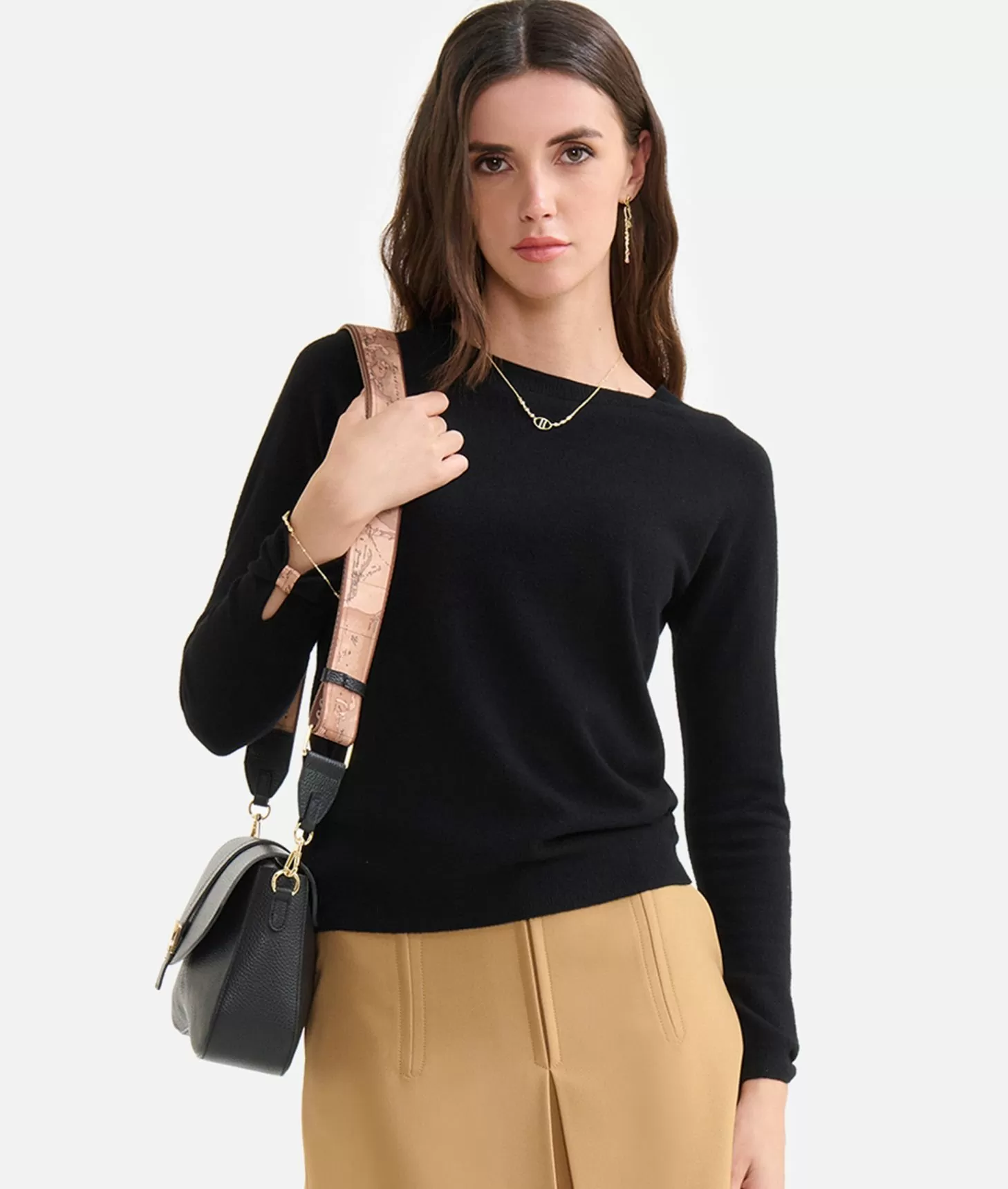 Alviero Martini 1a Classe Maglia In Filato Di Viscosa Stretch Con Scollo A Barchetta Nera