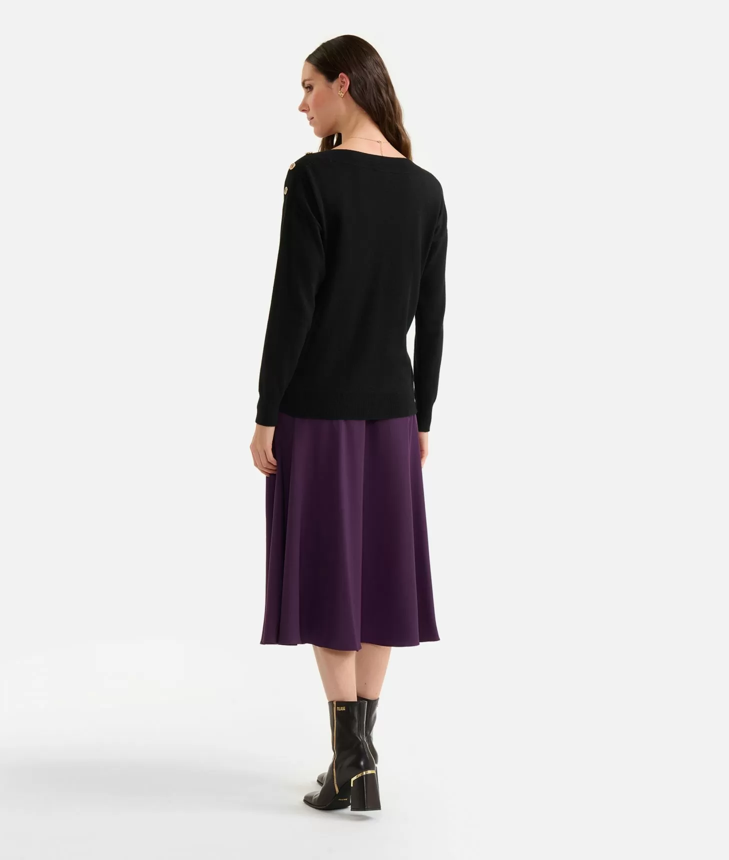 Alviero Martini 1a Classe Maglia In Filato Misto Cashmere Con Bottoni Geo Classic Nera