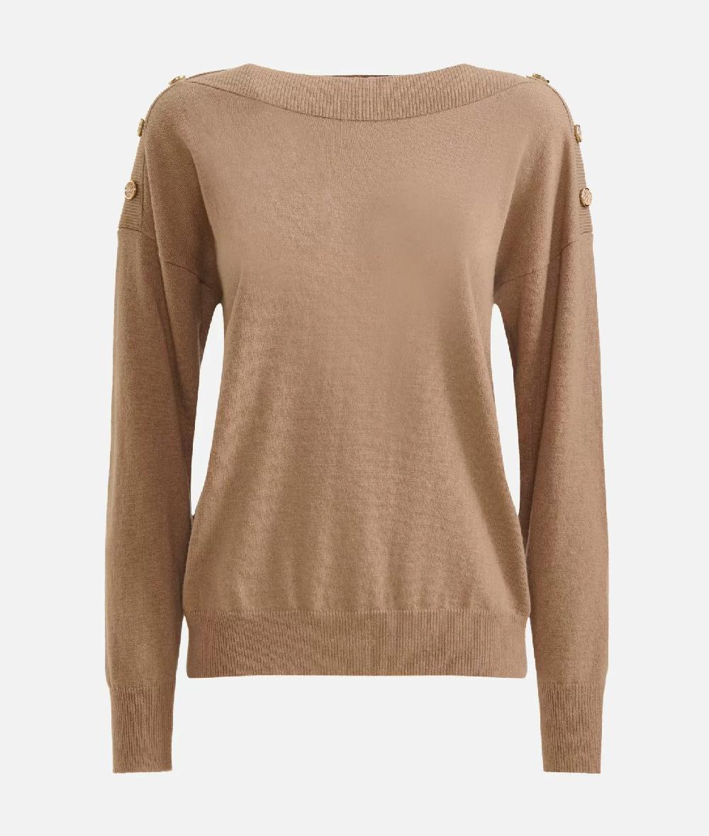 Alviero Martini 1a Classe Maglia In Filato Misto Cashmere Con Bottoni Geo Classic Cammello